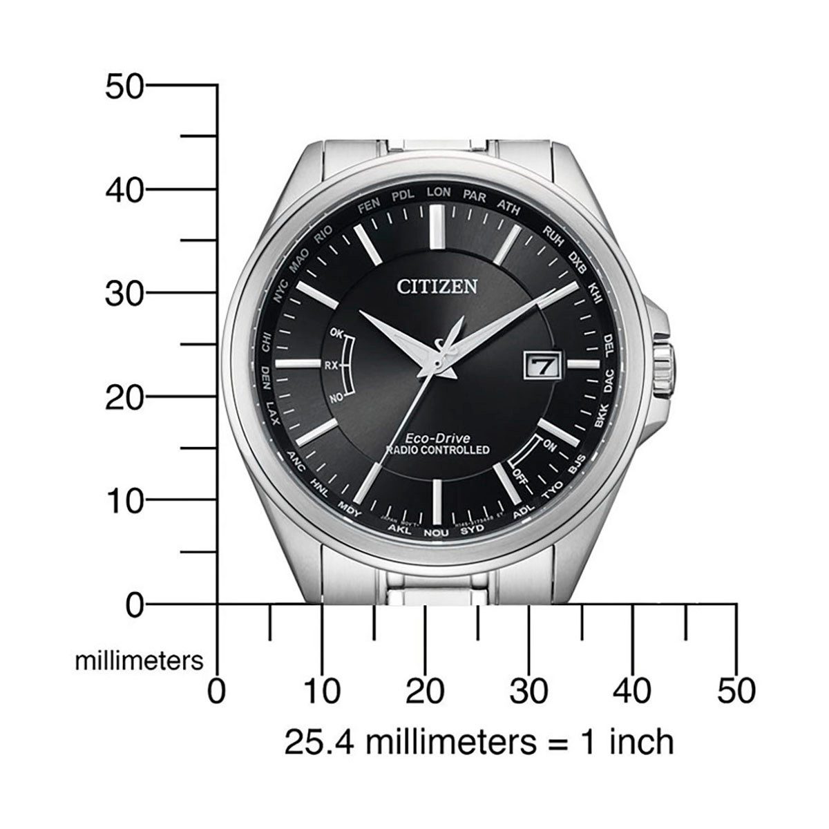 Citizen Radiografisch horloge CB0250-84E Polshorloge, herenhorloge, solar, roestvrijstalen band, saffierglas, datum