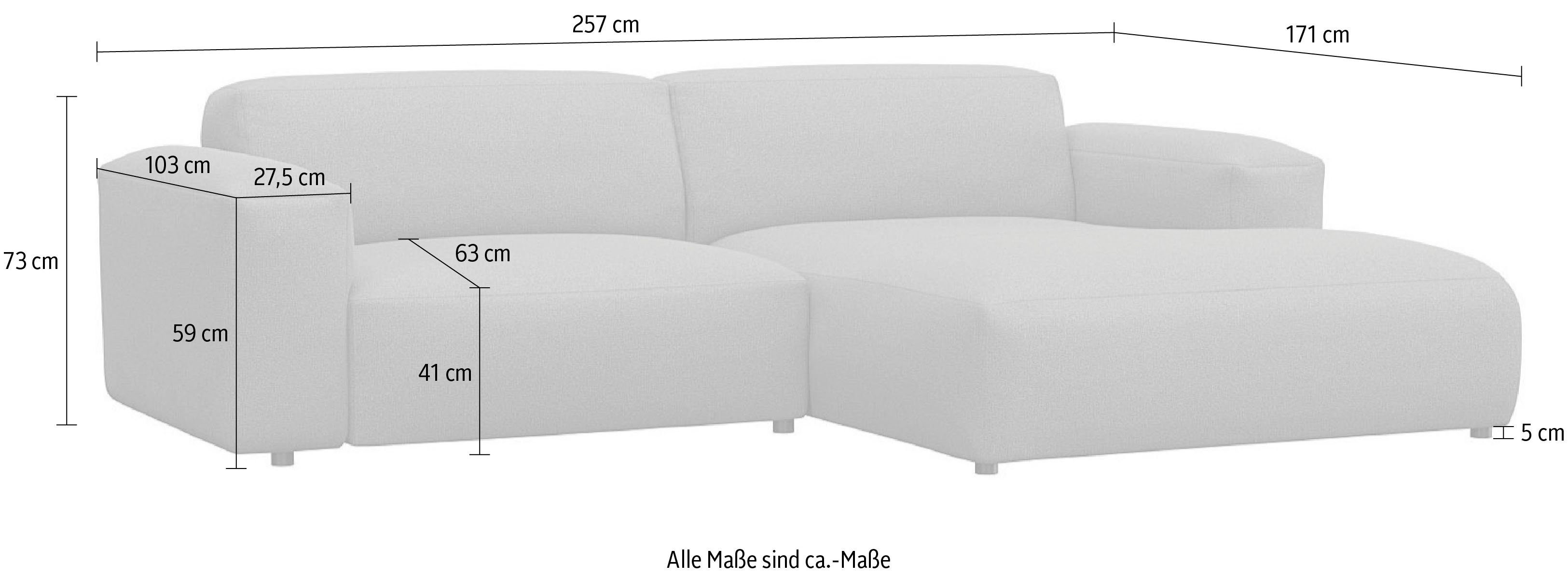 FLEXLUX Hoekbank Lucera Chaise longue rechts of links, L-vorm, comfortabel