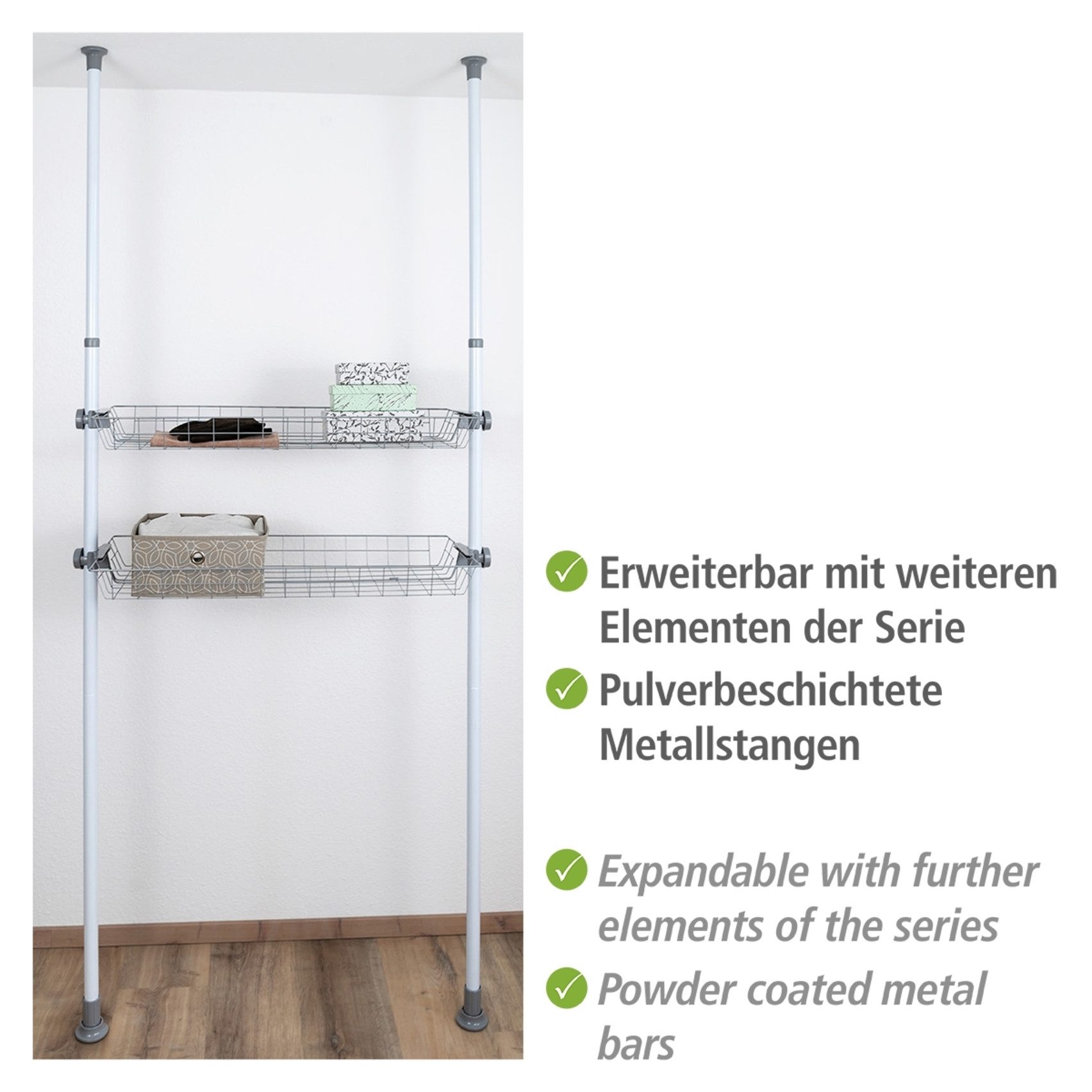 WENKO Organizer Model Herkules Draadmanden van staal, uitbreiding voor het telescoop-systeem Herkules (set, 2-delig)