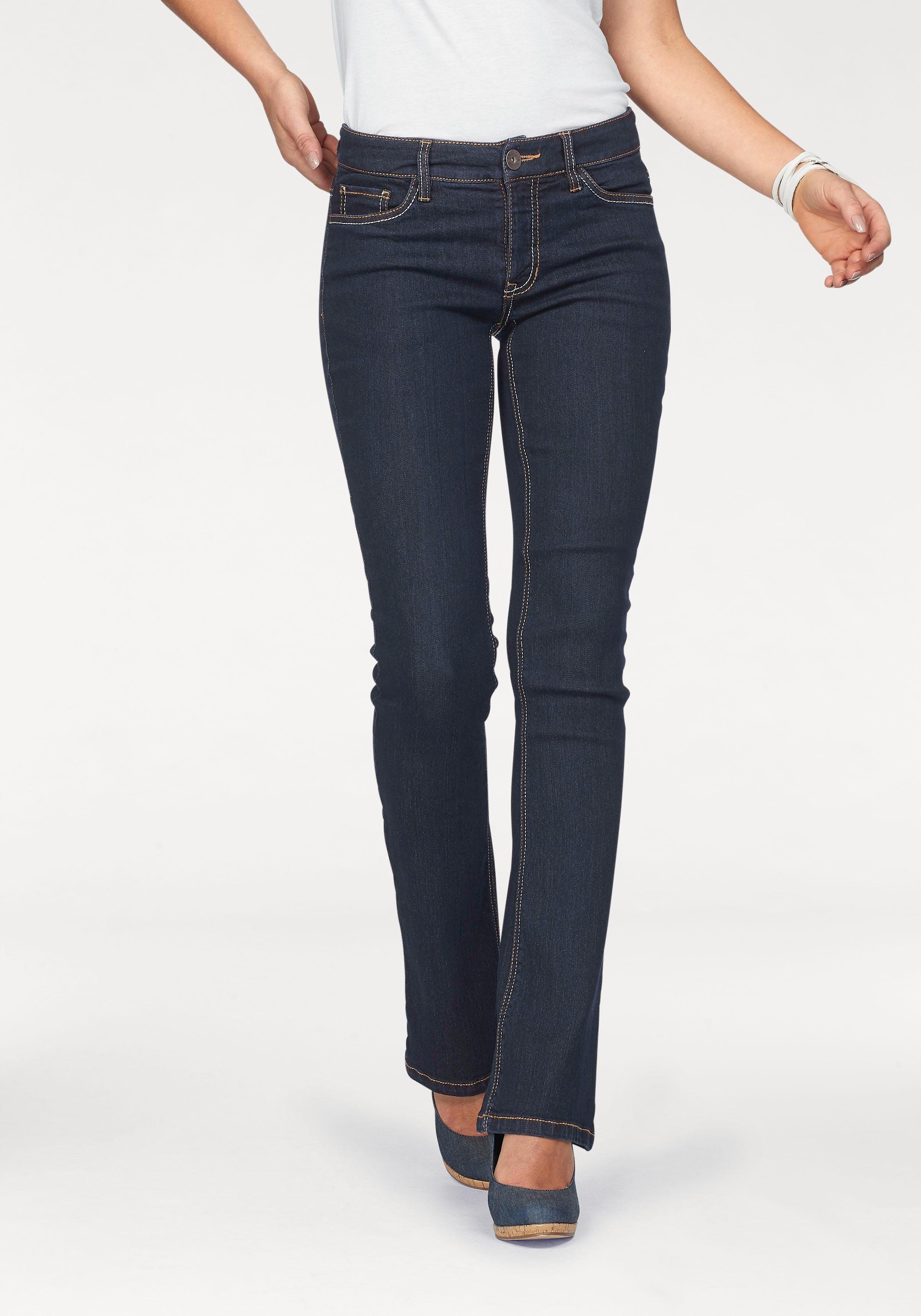 Arizona Bootcut jeans Met contrasterende stiksels normale taille, bootcut, 5-pocket-stijl, donkere wassing