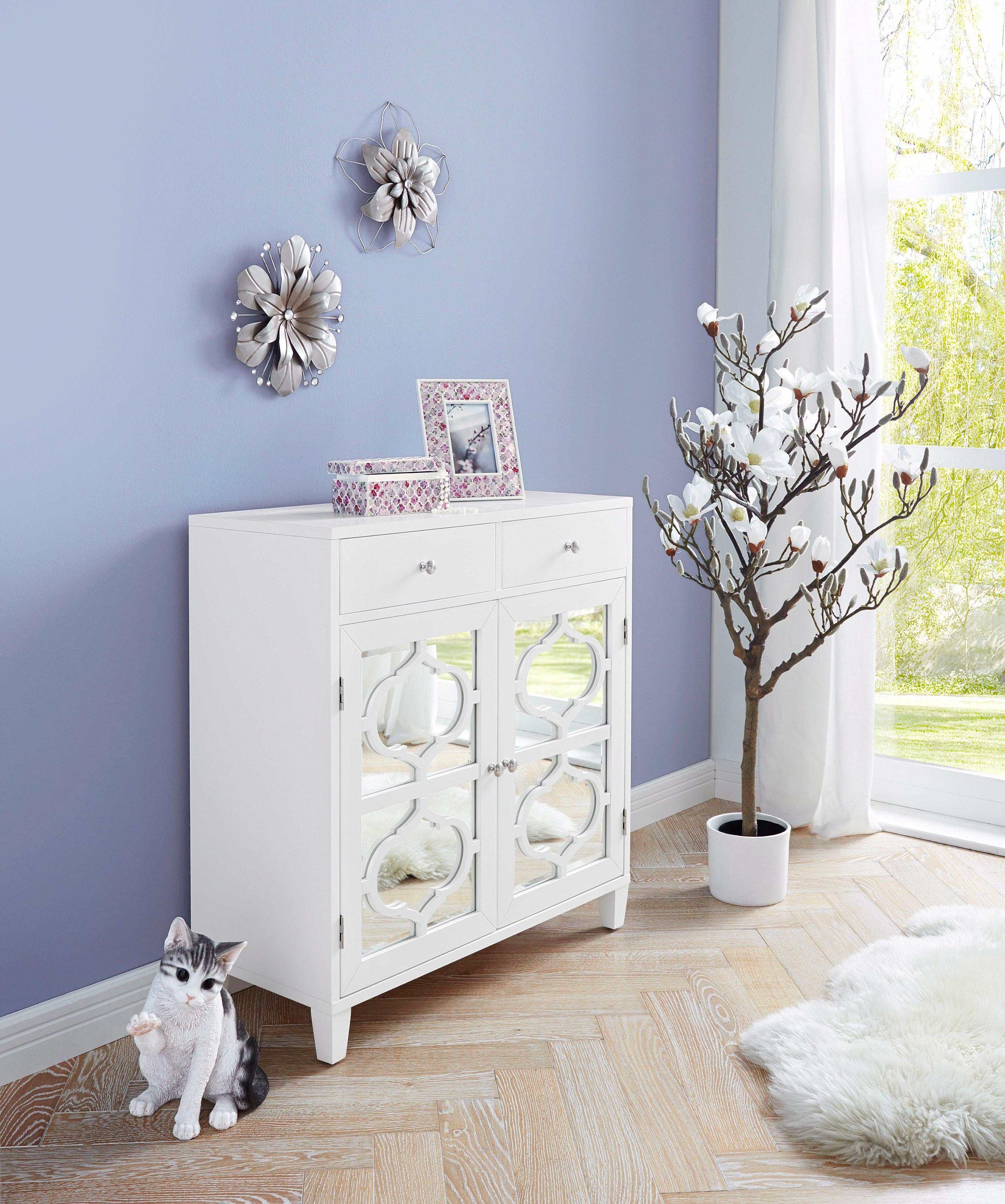 Home affaire Sierobject voor aan de wand Bloem Wanddecoratie, van metaal, met parelmoergarnering