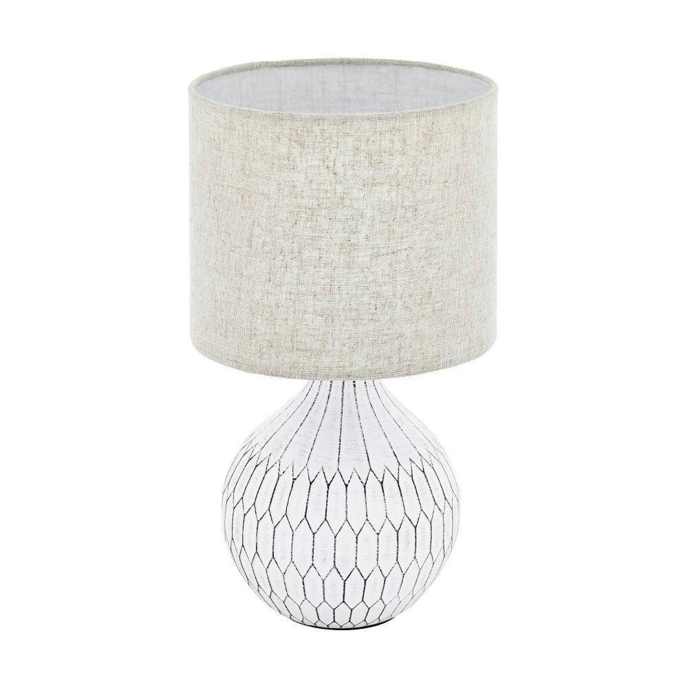 EGLO Tafellamp BELLARIVA 3 Nachtkastlamp met boho-patroon en in lichtbruin, met schakelaar, E27 (1 stuk)