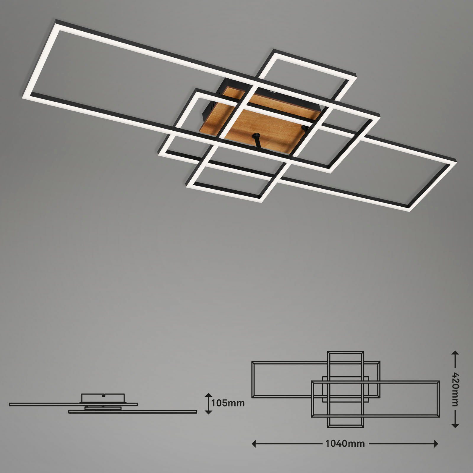 Briloner Leuchten Led-plafondlamp 3156018 FRAME Plafondlamp, 104x42x10 cm, chroom, 55W, woonkamer, slaapkamer, keuken