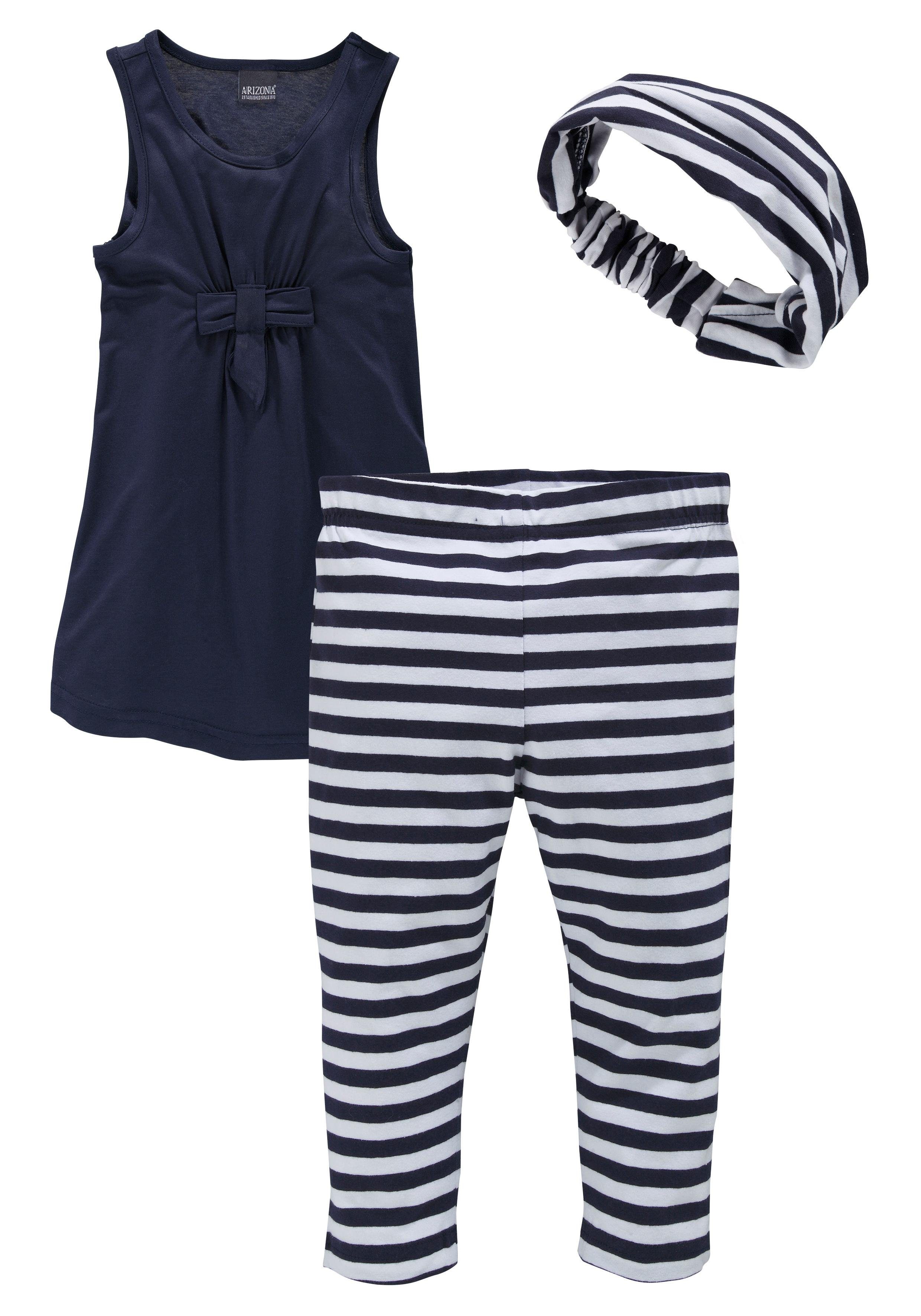 KIDSWORLD Jurk, legging & haarband 3-delig set: jurk, capri en gestreepte haarband (set, 3-delig)