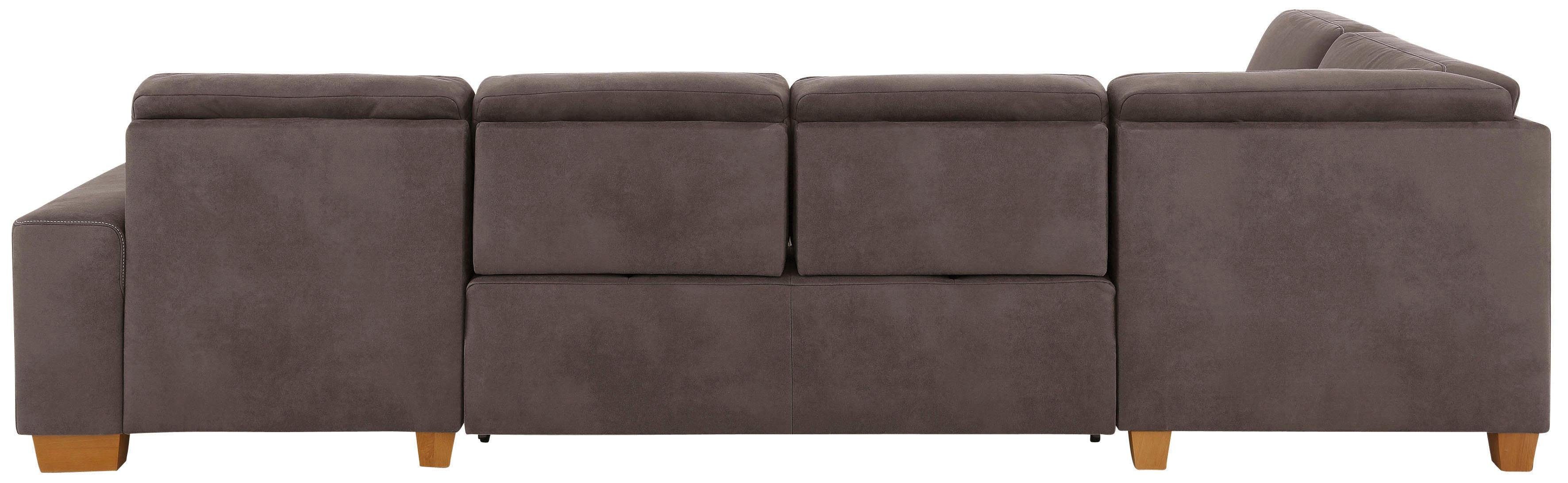 Home affaire Zithoek Puccini U-vorm met binnenvering, zitdiepteverstelling, contrastnaad