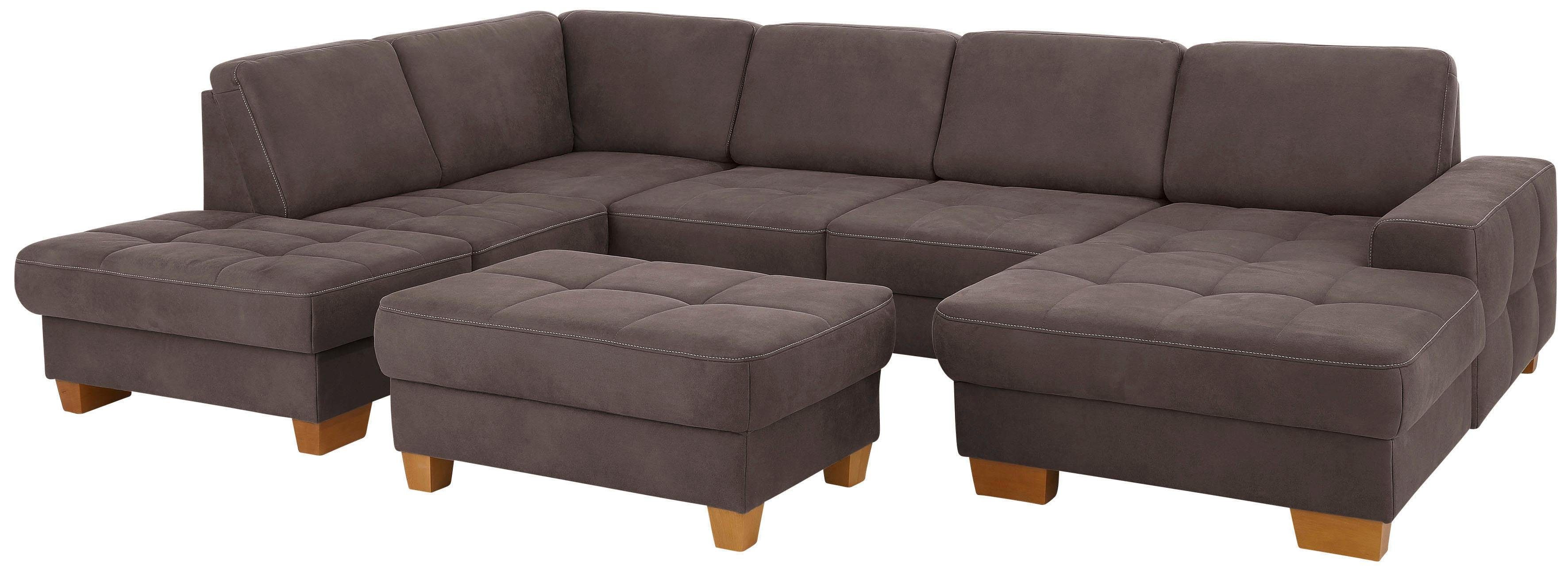 Home affaire Zithoek Puccini U-vorm met binnenvering, zitdiepteverstelling, contrastnaad