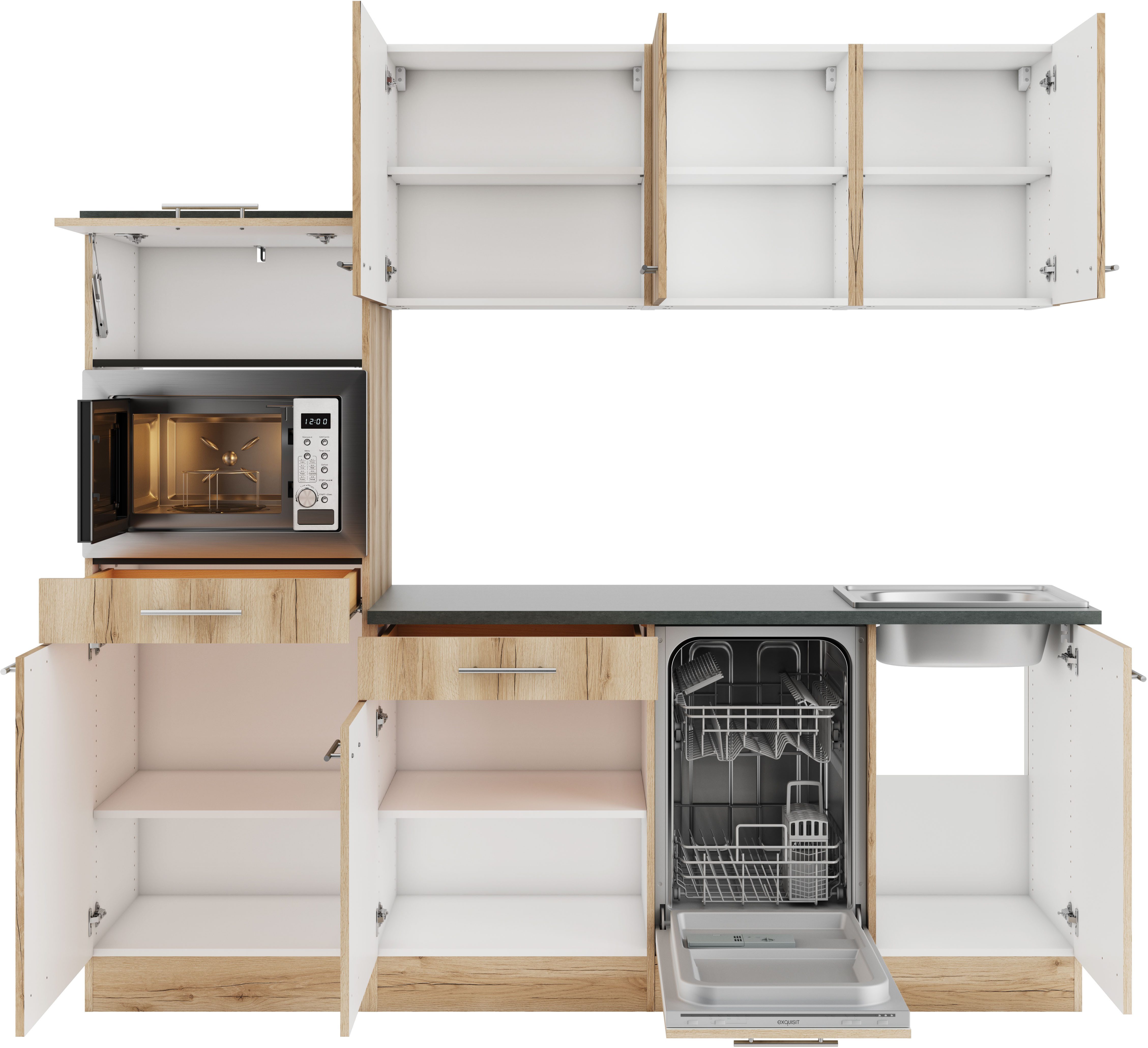 OPTIFIT Keuken Bella Breedte 210 cm, optioneel met elektrische apparaten