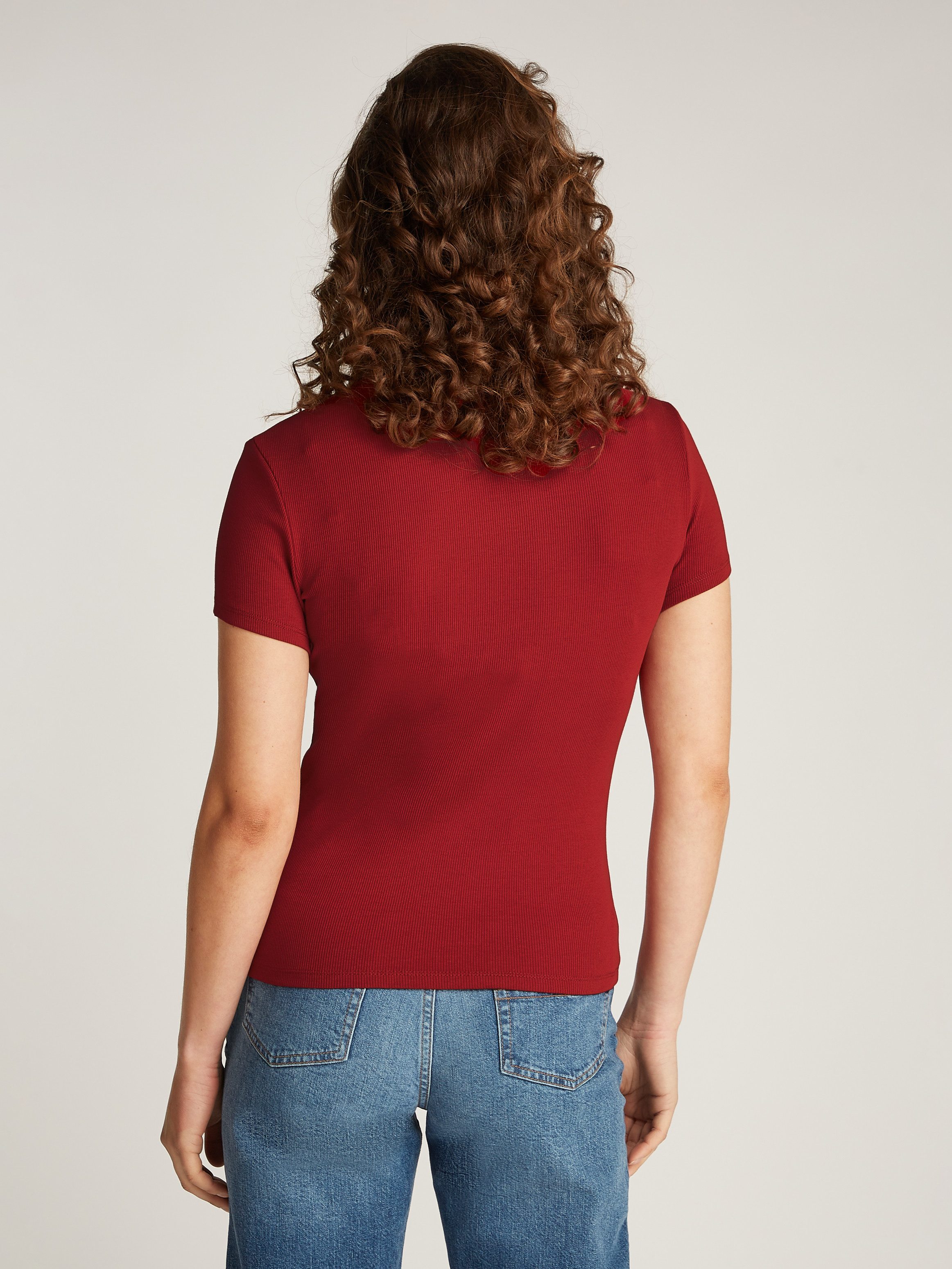 TOMMY JEANS T-shirt Slim Essential Rib Shirt Rippshirt Rundhalsshirt