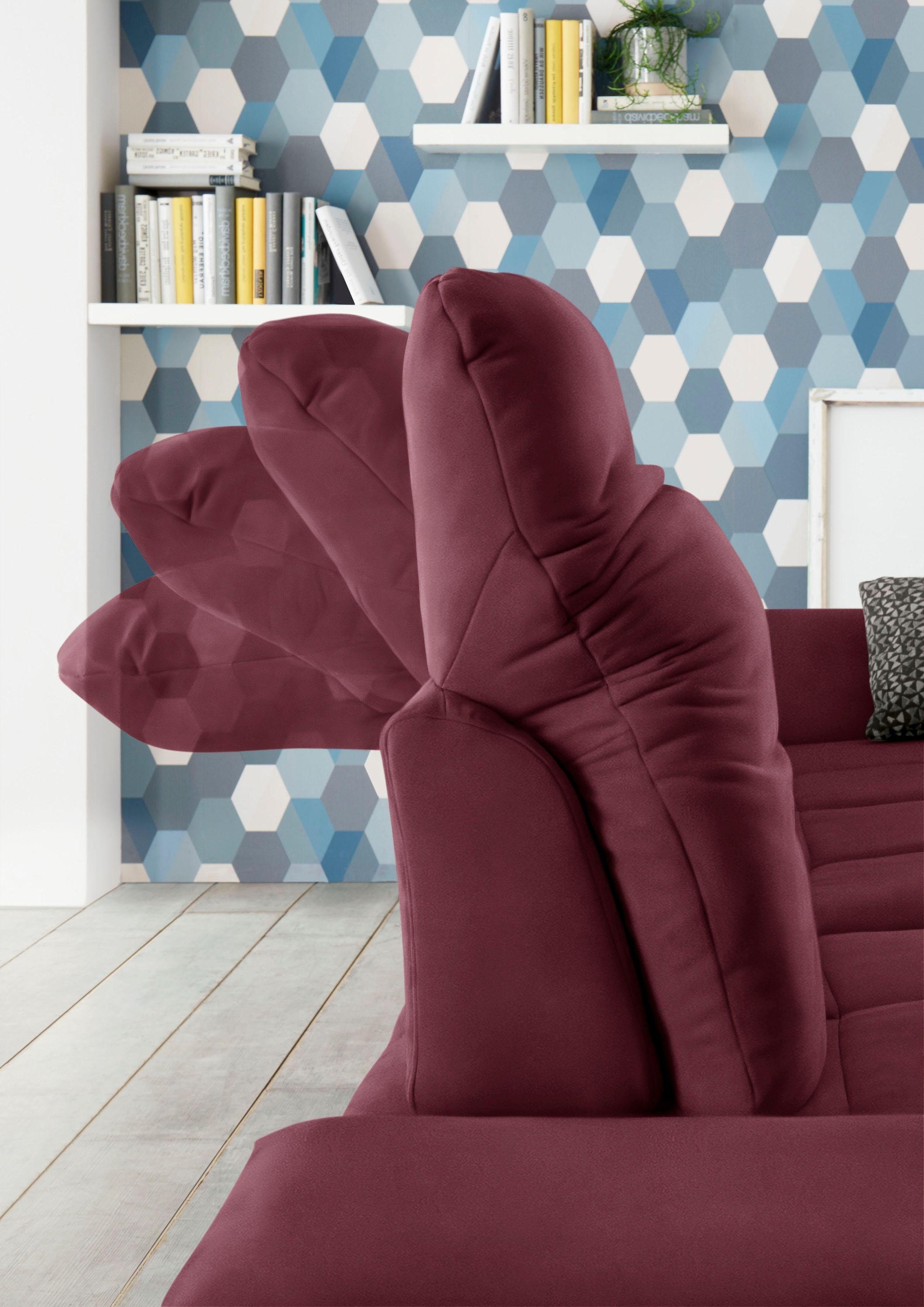set one by Musterring Hoekbank SO4100 V met verstelbare hoofdeinden, optioneel met functies, cord bekleding