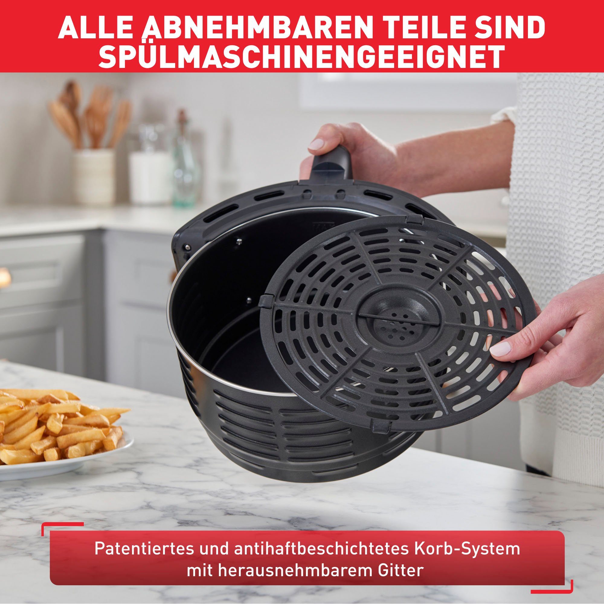 Tefal Airfryer EY401D.HERO Easy Fry Deluxe met accessoires, capaciteit 1,4 kg, 8 automatische programma's