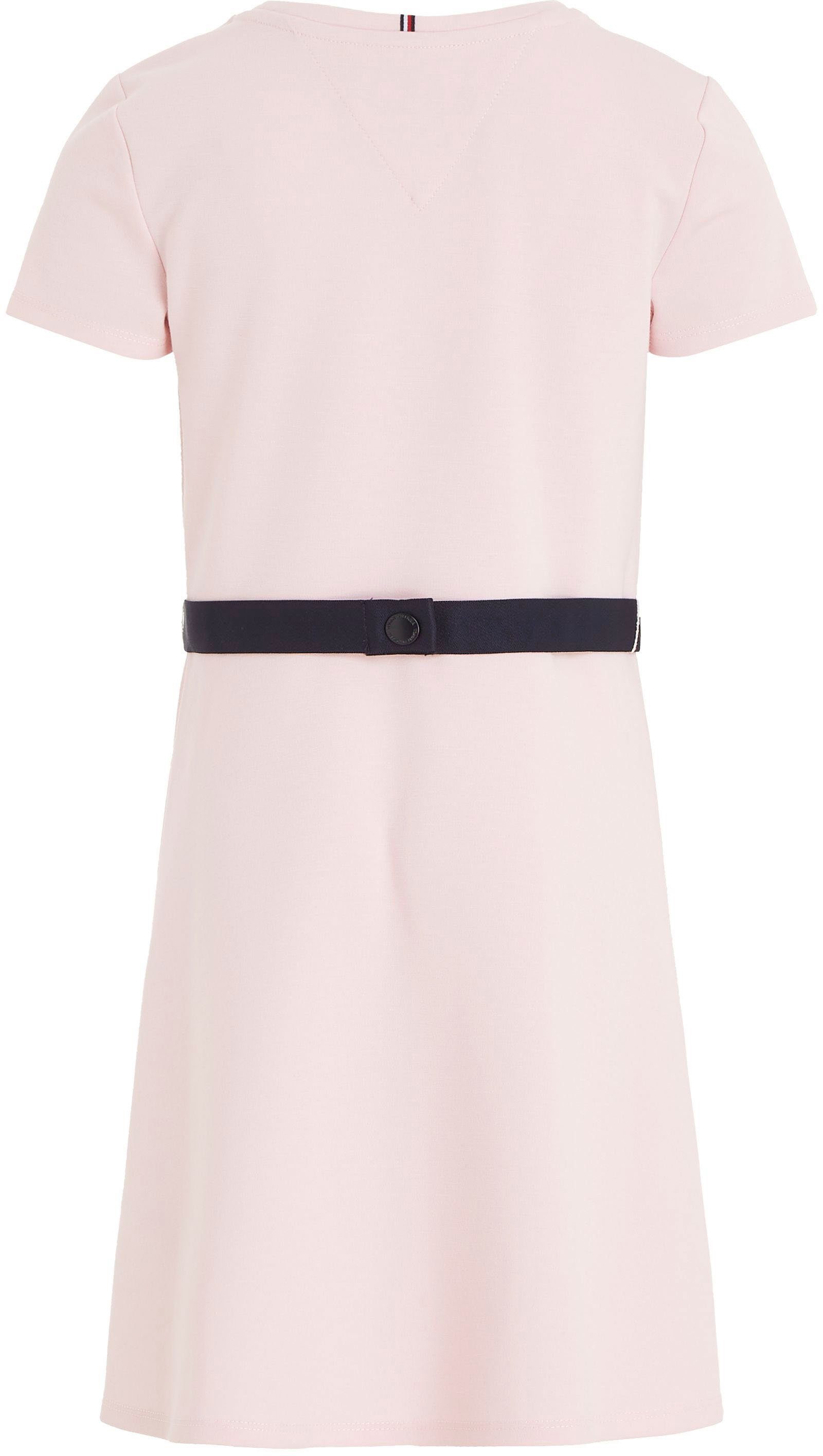 Tommy Hilfiger Jerseyjurk ESSENTIAL SKATER DRESS met merklabel op de tailleband