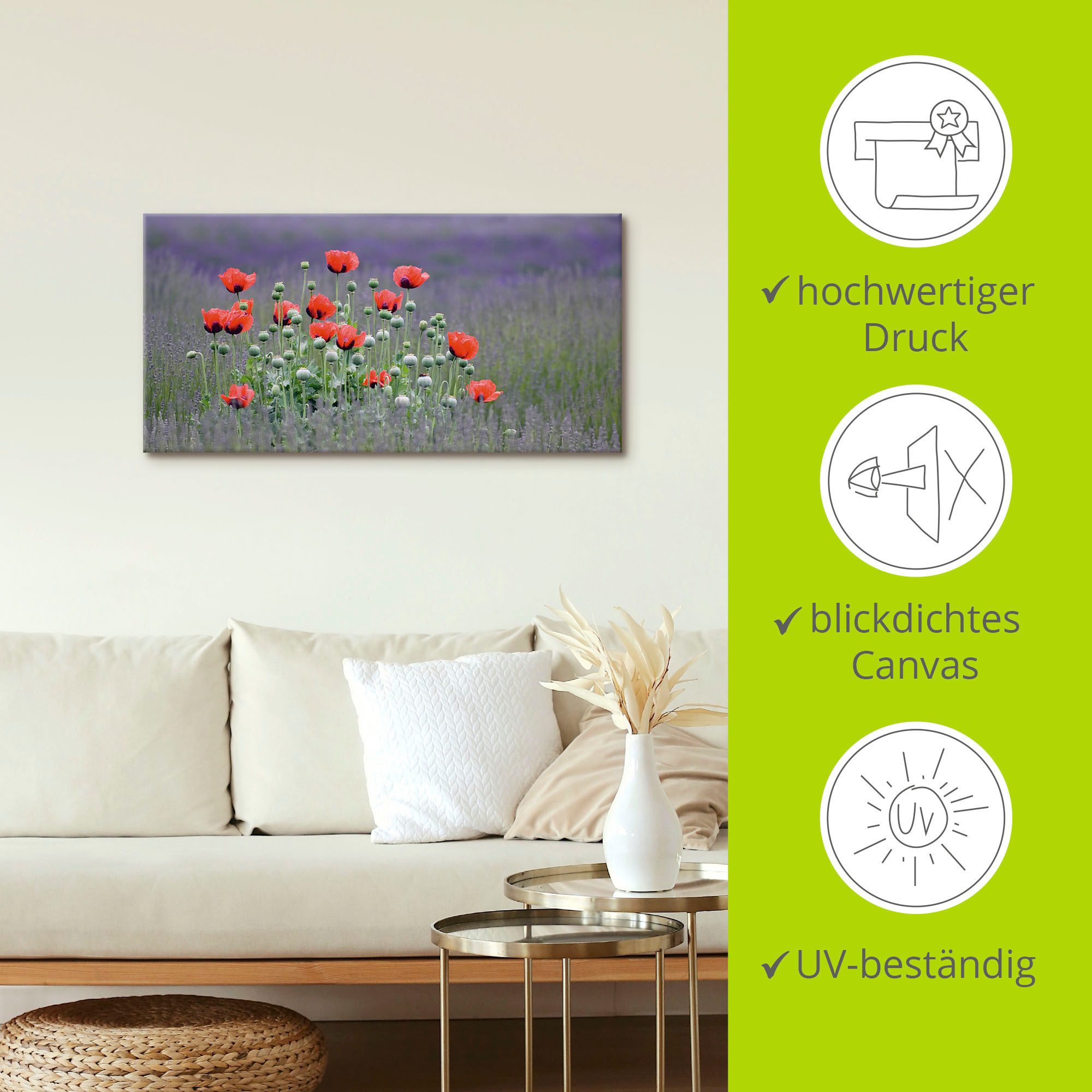 Artland Artprint Lavendel boerderij in Sequim - klaprozen als artprint op linnen, poster, muursticker in verschillende maten