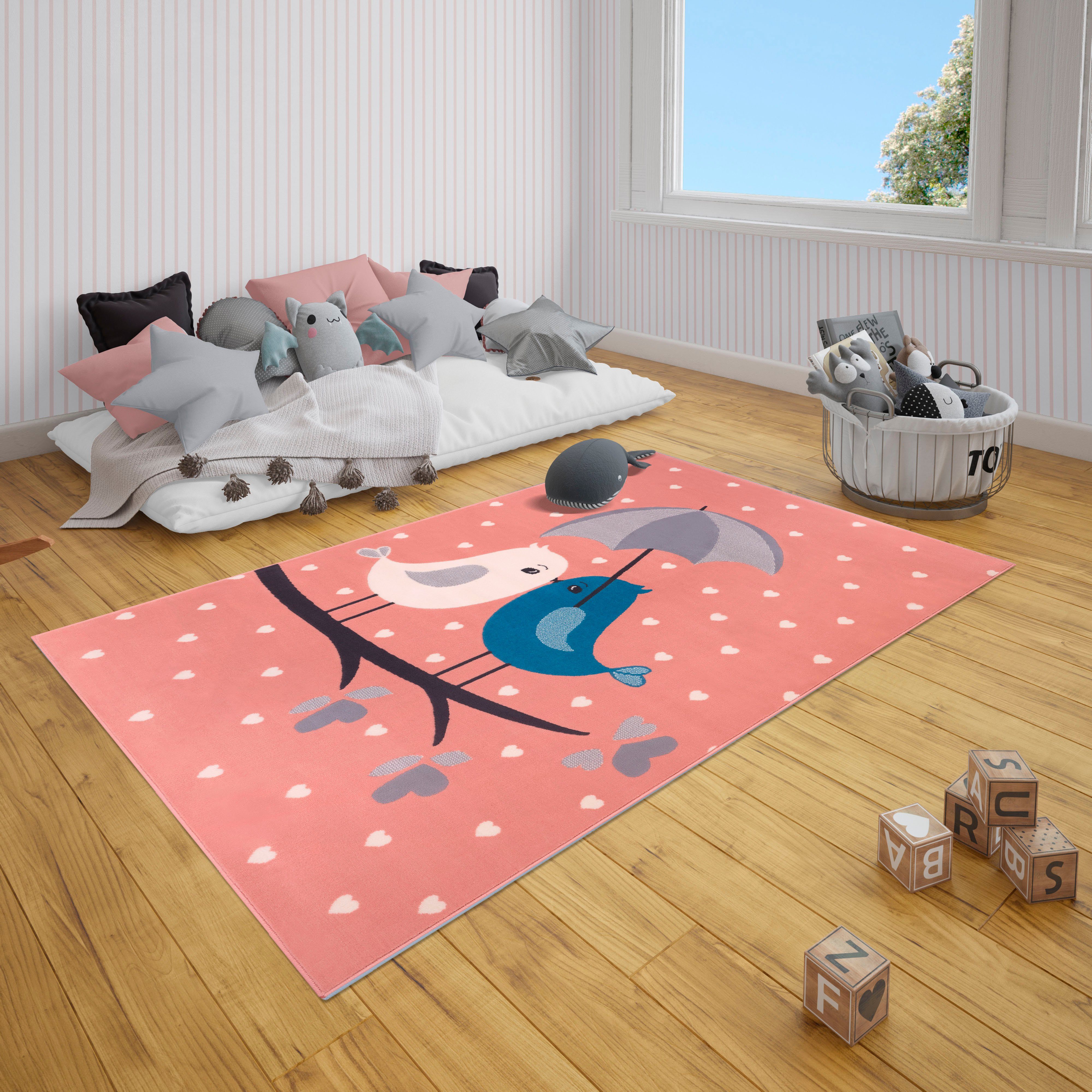 HANSE Home Kindervloerkleed Love Birds Liefde, diermotief, korte pool, slijtvast, gemakkelijk in onderhoud, robuust