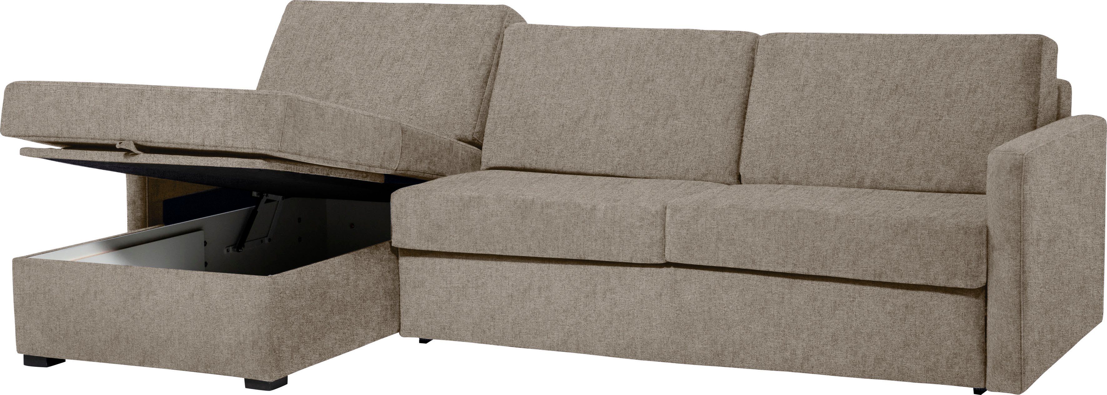 Places of Style Slaapbank GOLDPOINT hoekbank 264 cm, ligoppervlak (140/200 cm), L-vorm, Slaapfunctie, Bonell-binnenveringsmatras en volwaardige bedfunctie