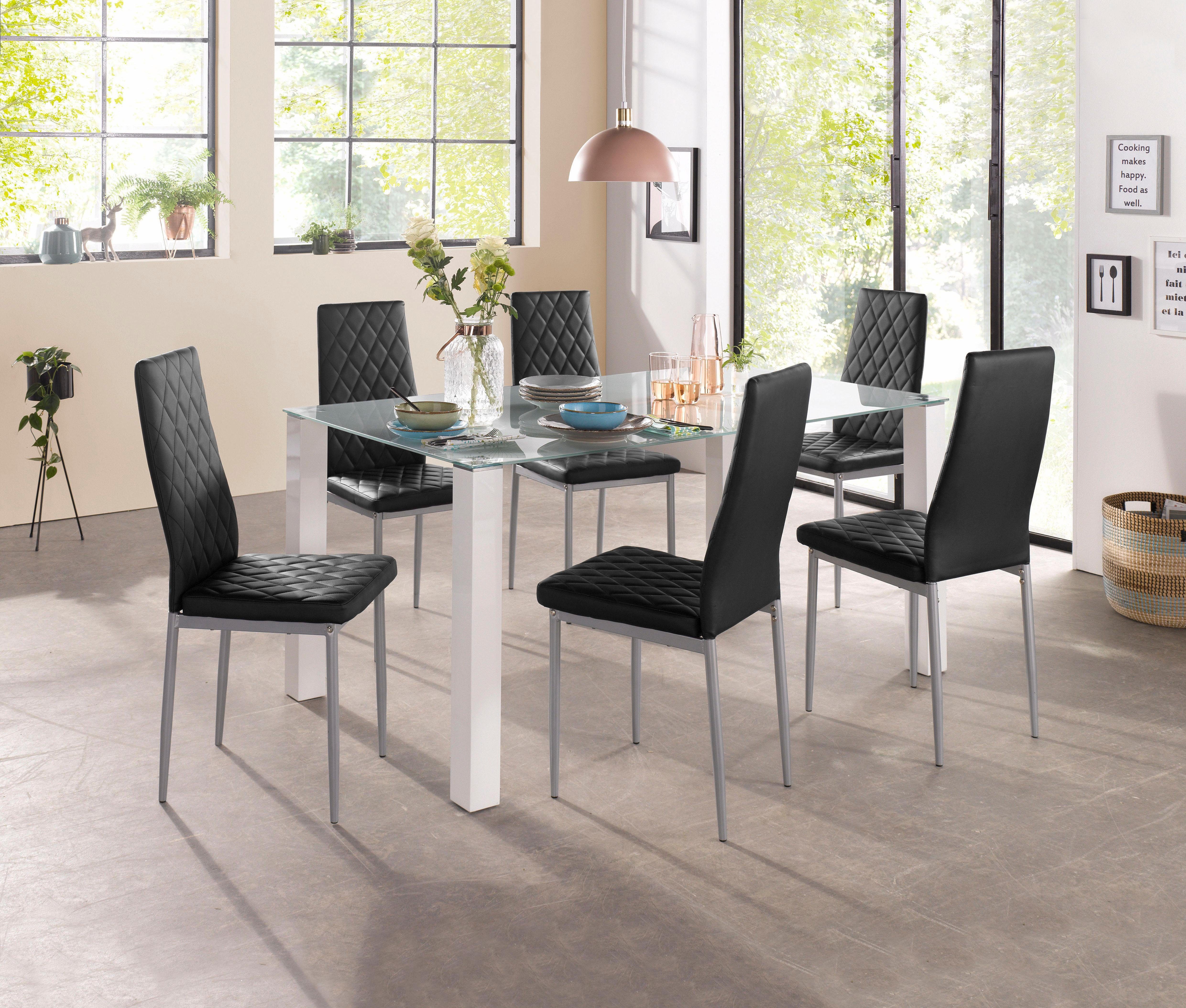 INOSIGN Eethoek met glazen tafel, breedte 80 cm (set, 5-delig)