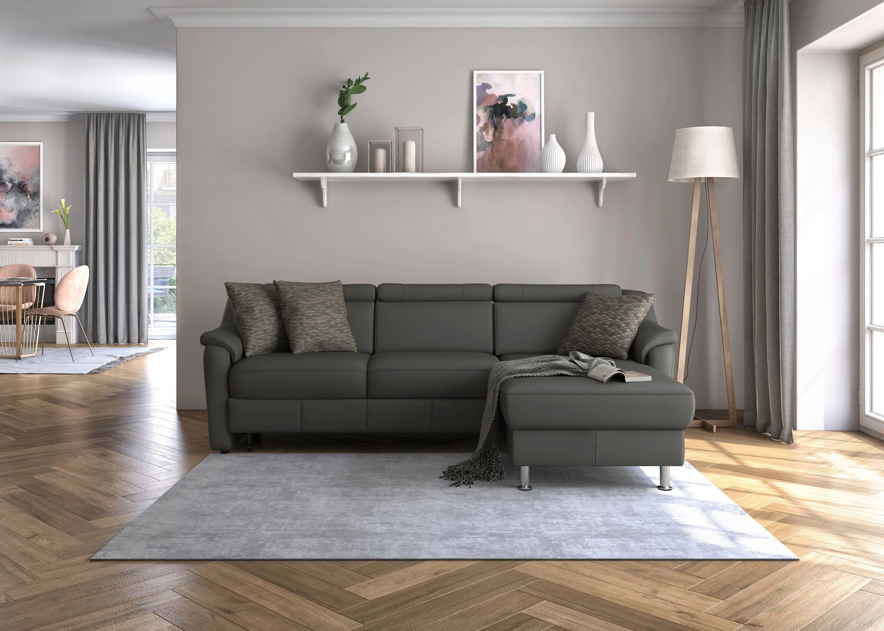 sit&more Hoekbank Freetown L-vorm met verstelbare hoofdsteun en comfortabele binnenvering