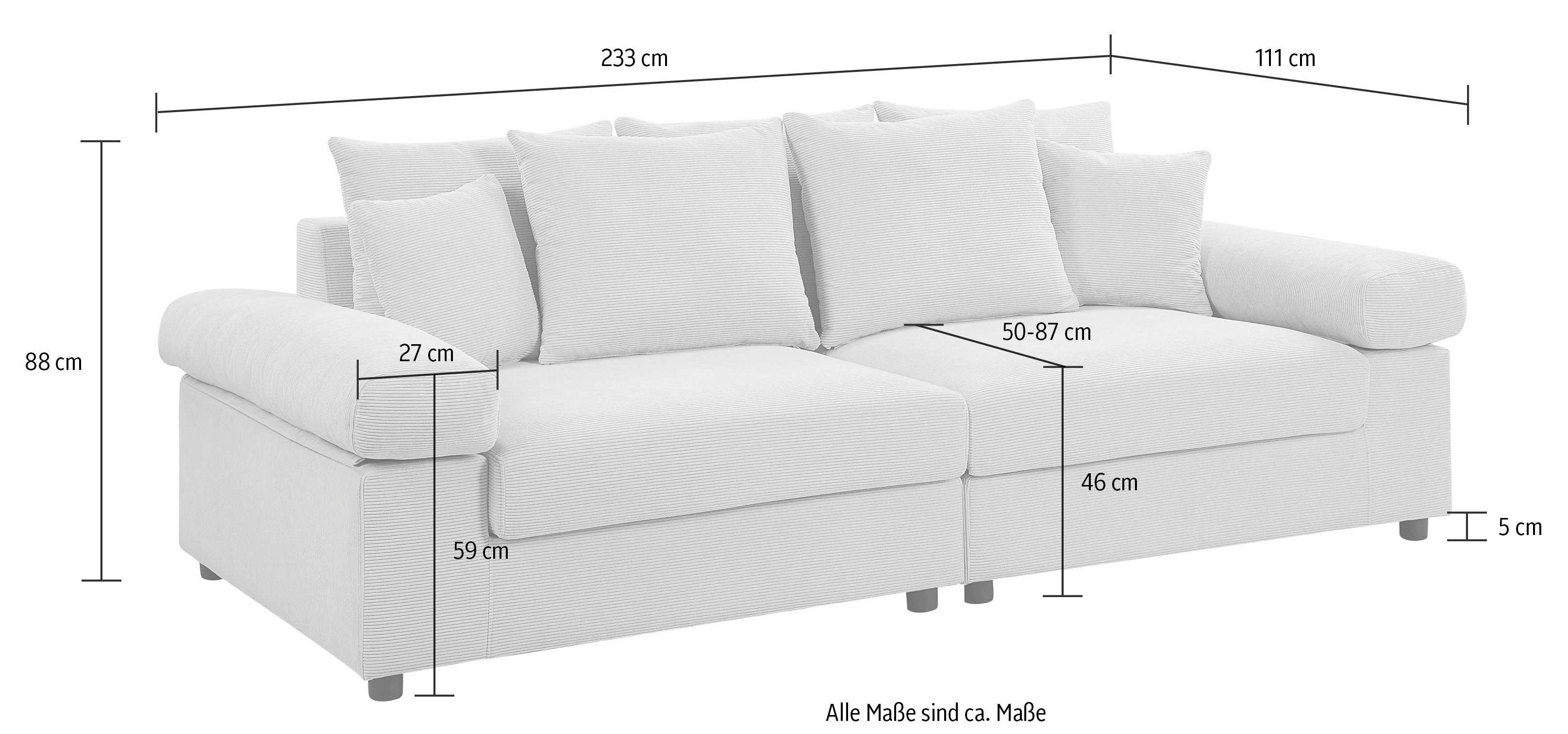 ATLANTIC home collection Megabank Bjoern met cordbekleding, xxl-zitoppervlak, met binnenvering, vrij plaatsbaar