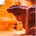 artland artprint antelope canyon zandstorm in vele afmetingen  productsoorten - artprint van aluminium - artprint voor buiten, artprint op linnen, poster, muursticker - wandfolie ook geschikt voor de badkamer (1 stuk) oranje
