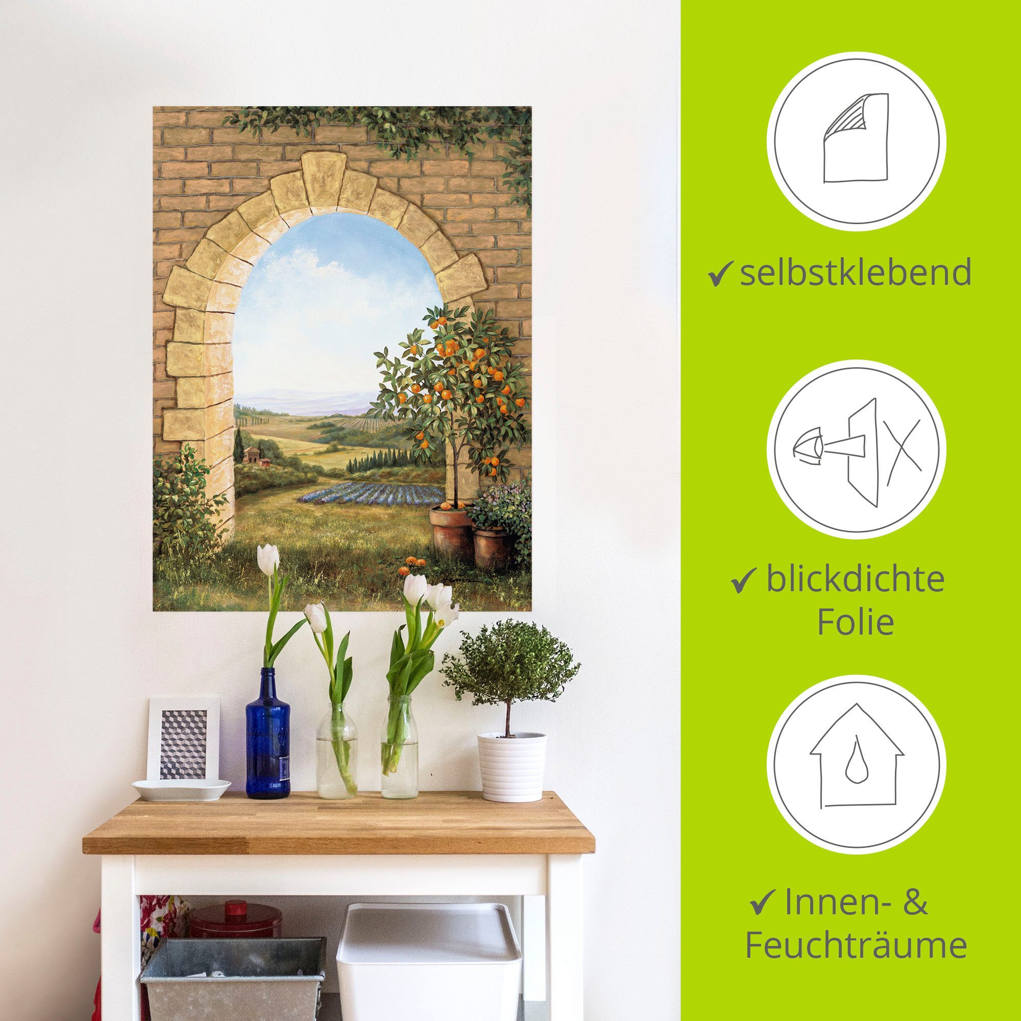 Artland Artprint Sinaasappelboompje voor de boog als artprint van aluminium, artprint voor buiten, artprint op linnen, poster, muursticker