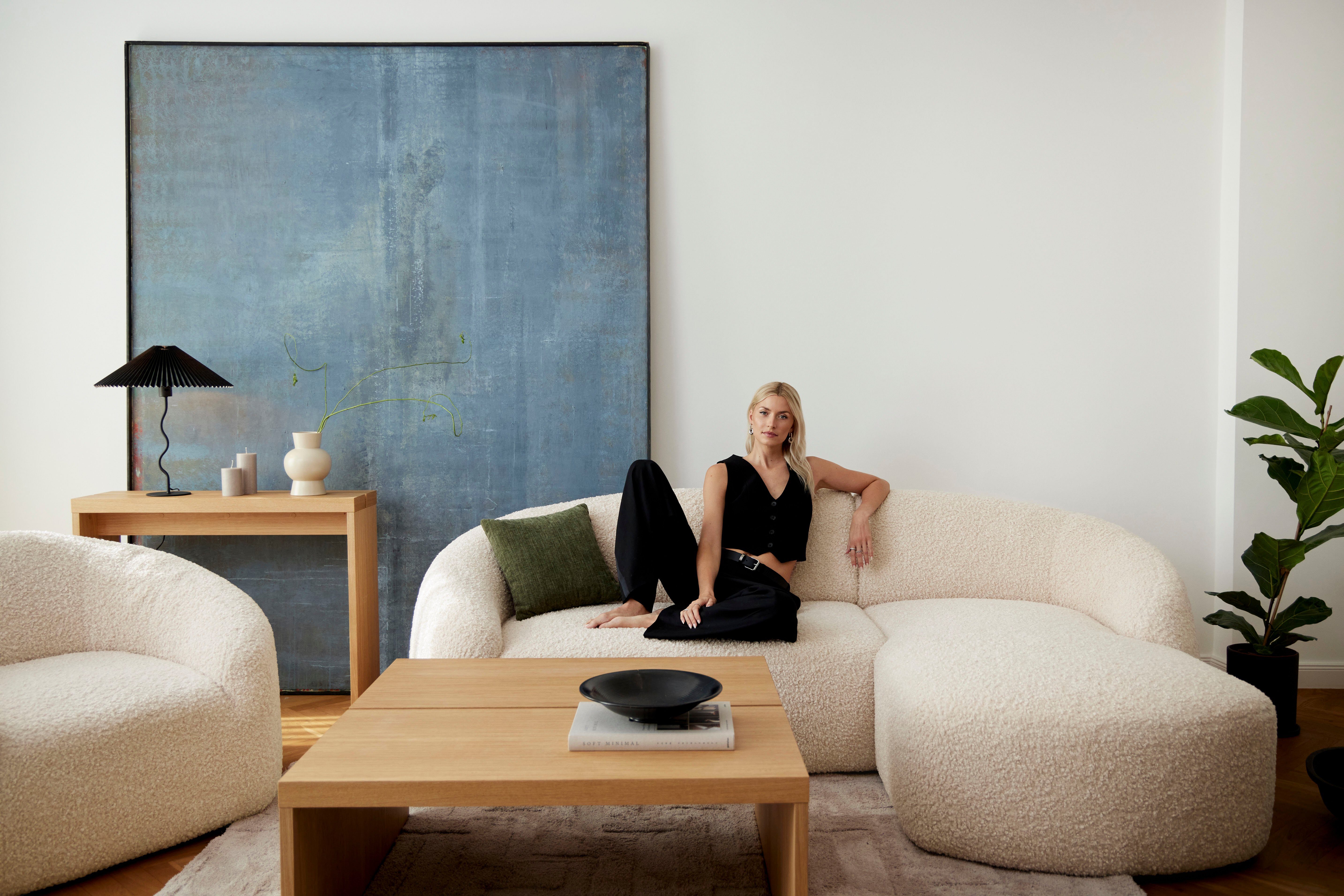 LeGer Home by Lena Gercke Hoekbank YANI L-vorm, designerbank, organische vorm, afmetingen B/D/H: 255/170/81 cm