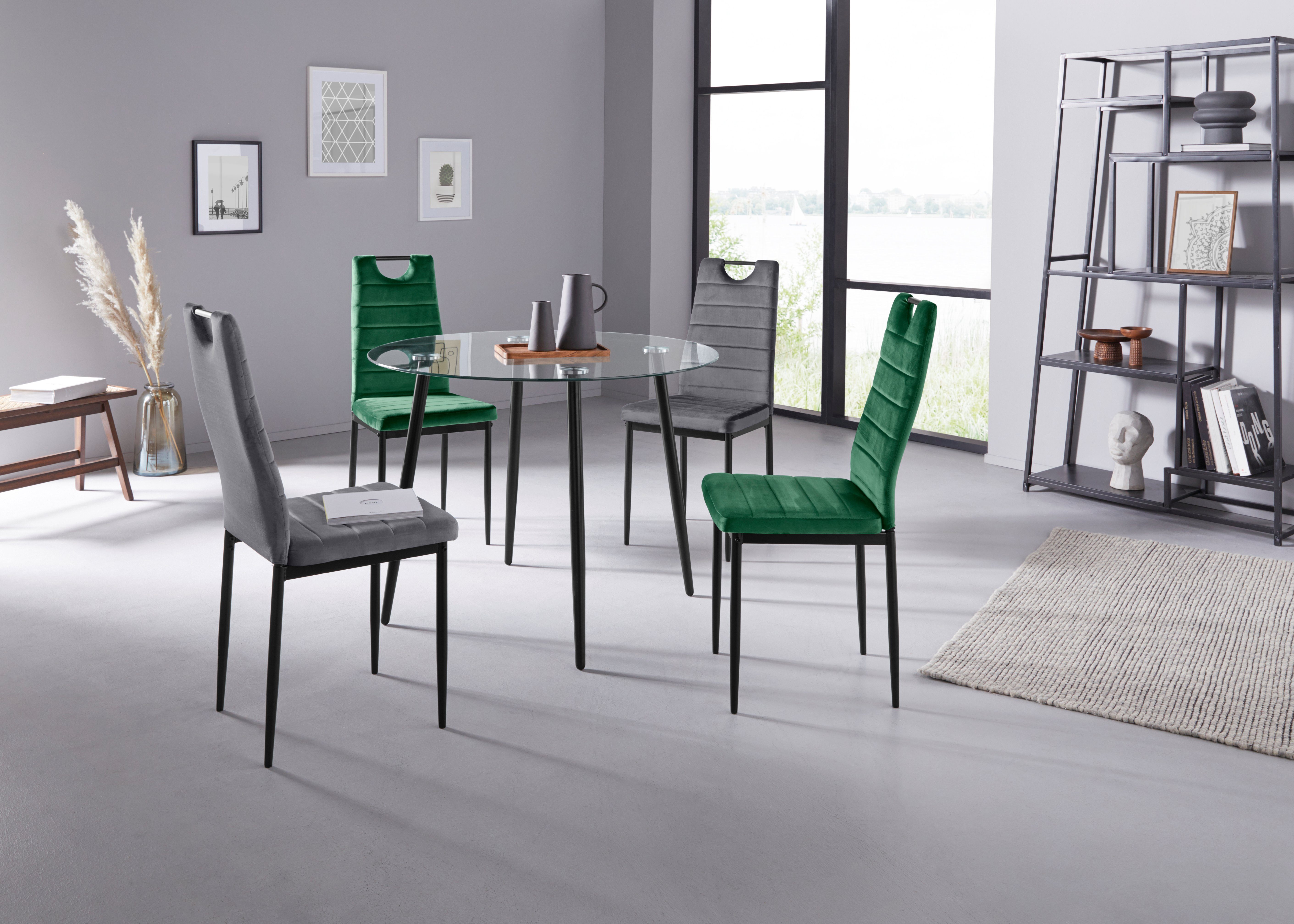 INOSIGN Eetkamerstoel (set van 2 of 4) met veloursovertrek, rugleuning met handgreep (set)