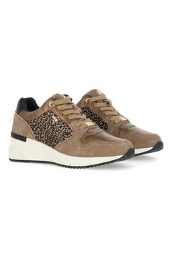 mexx sneakers met sleehak hena met luipaardprint bruin