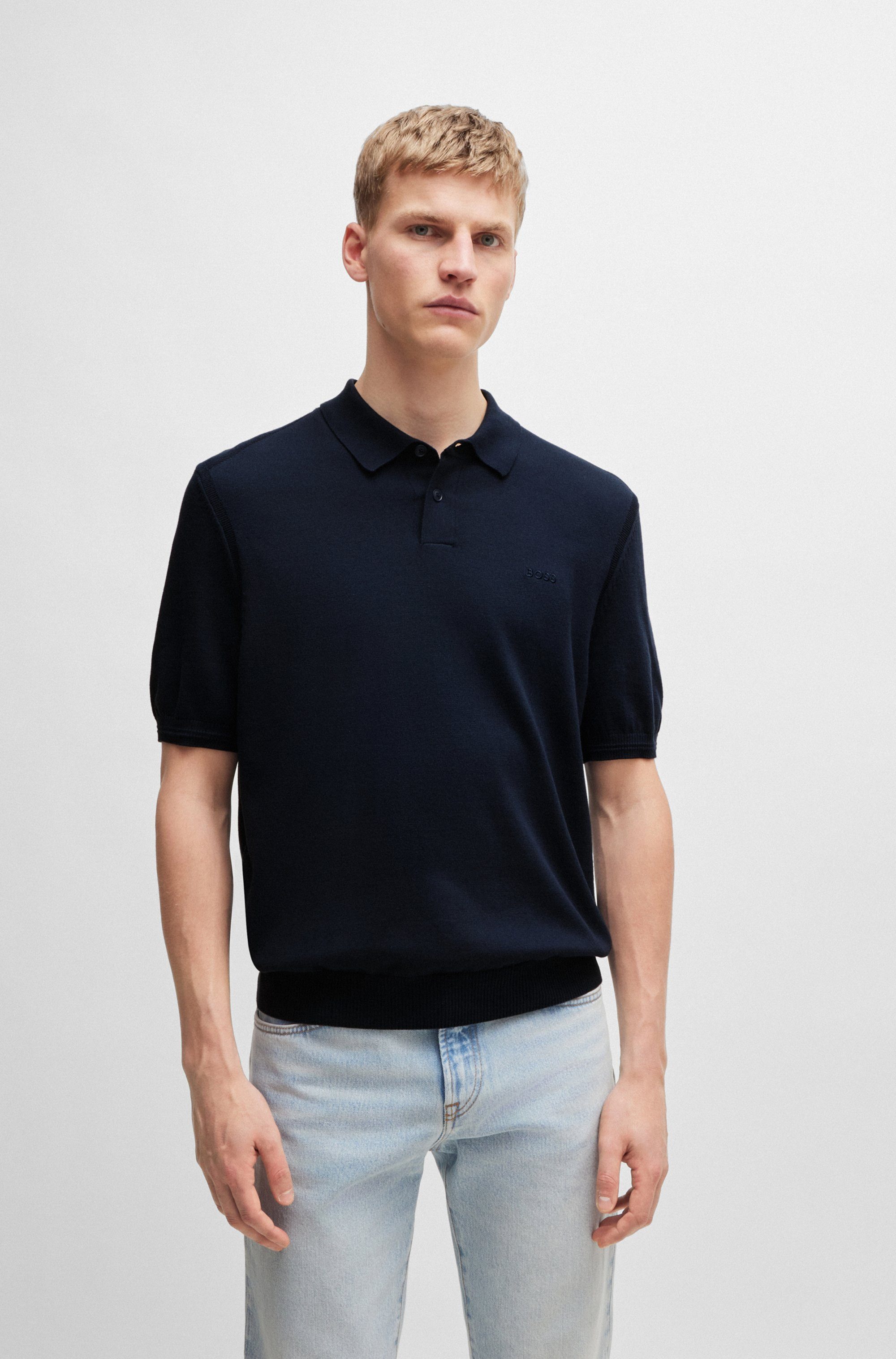 Boss Orange Gebreide trui Asac_P met een polokraag heren pullovers maat M blauw