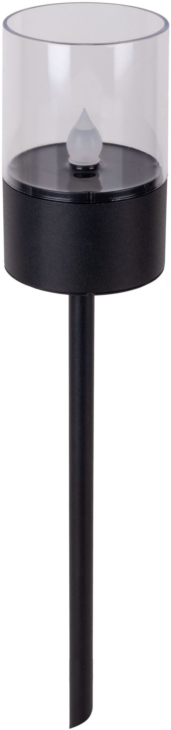 my home Led-solarlamp Lufy 4-delige set decoratieve spiezen, tuinfakkel met vlam effect, metaal h: 37cm (4 stuks)