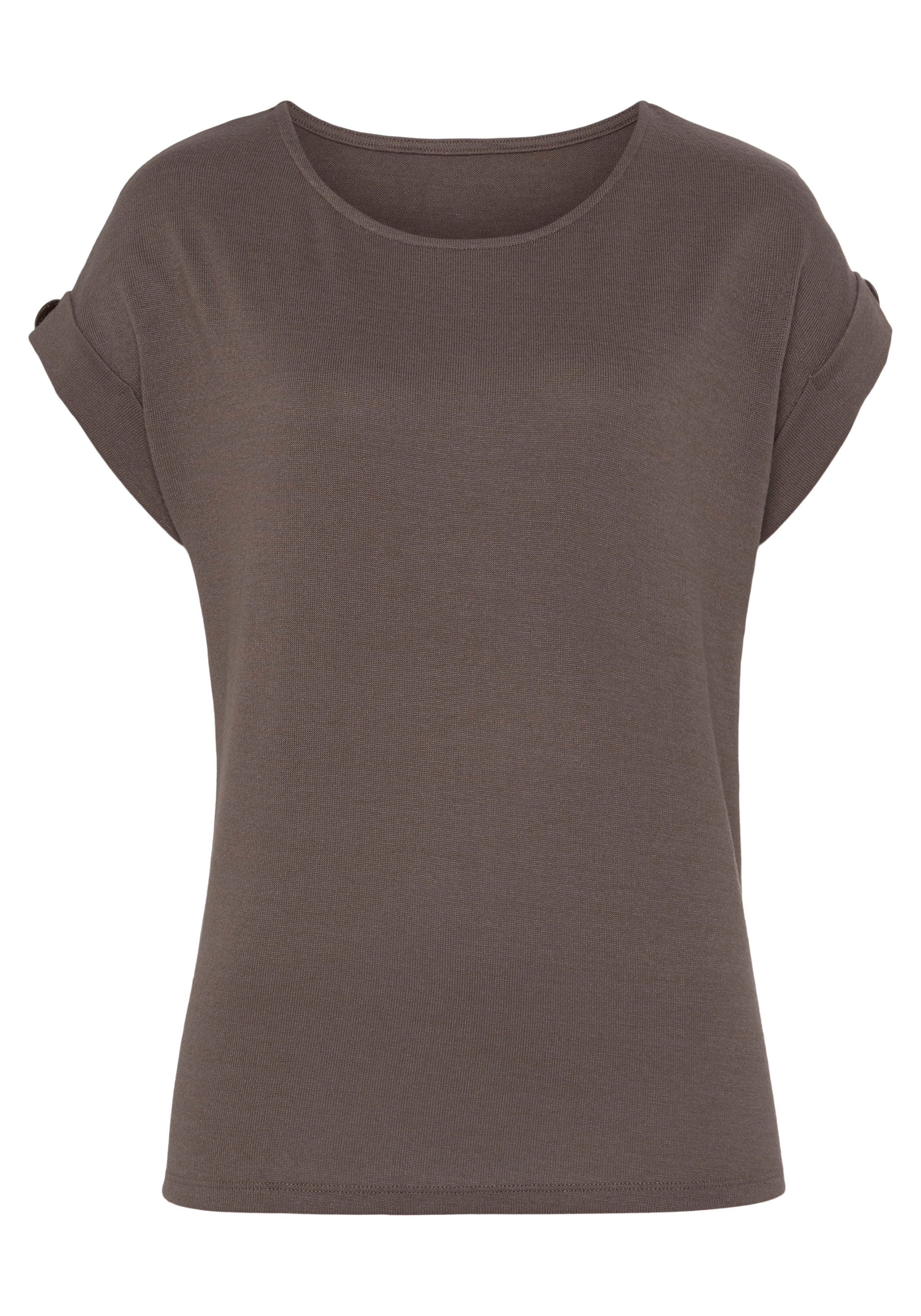 Lascana Shirt met korte mouwen Met knoopdetail aan de mouwafsluiting (set, 1-delig)
