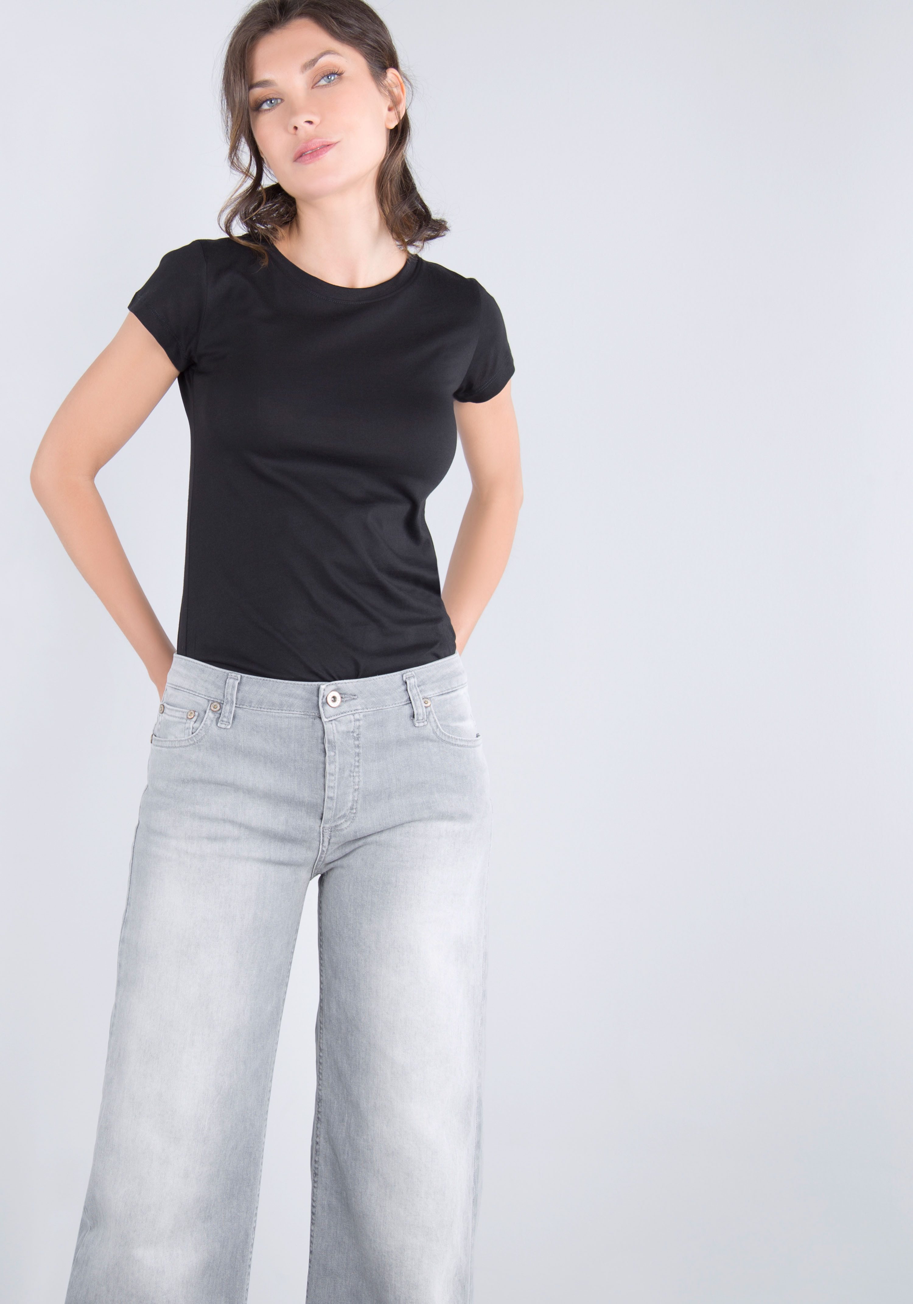 Please Jeans 5-pocket jeans met brede pijp en fade-out effecten