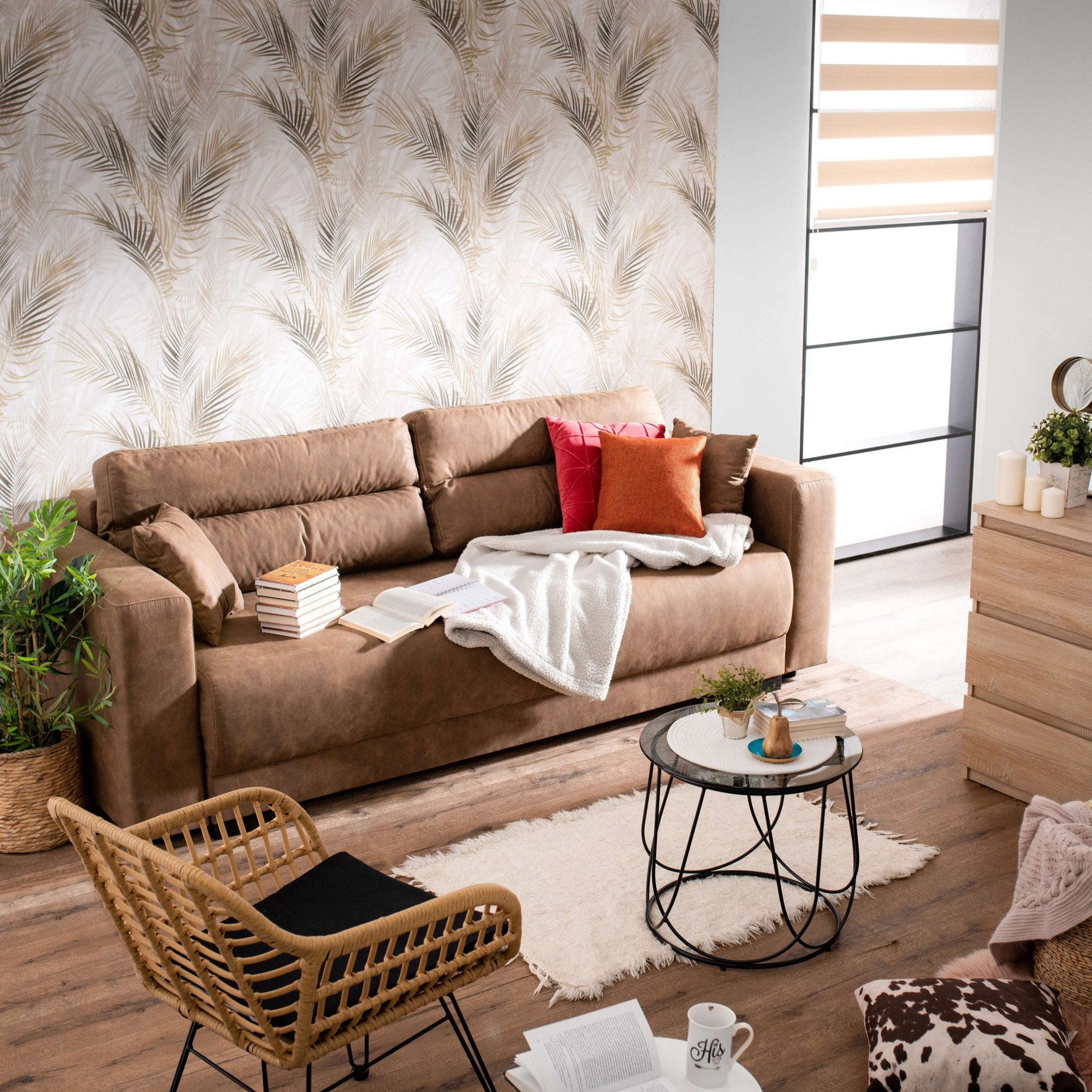 INOSIGN Slaapbank Witla, 237 cm(Ligoppervlak 150/196 cm), met bedlade incl. losse sier- en rugkussens en met pocketvering-bekleding