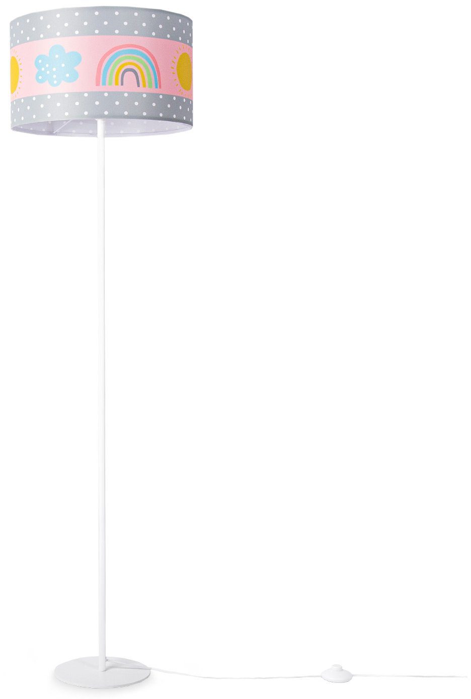 Paco Home Staande lamp Cosmo 962 Lamp kinderkamer kindlamp babykamer E27 regenboog zon wolken