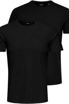 only  sons t-shirt basic life slim o-neck 2-pack (set, 2-delig, set van 2) zwart