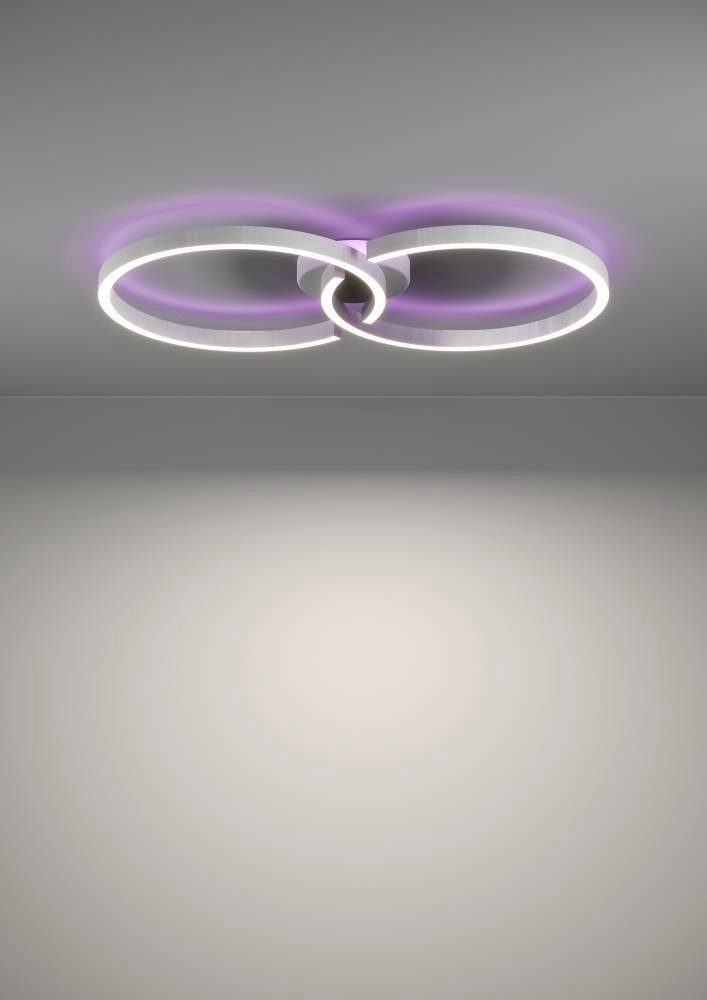 EGLO Plafondlamp AMANDOLO dimmbare plafondlamp, afstandsbediening, metaal in wit, rgb backlight (1 stuk)