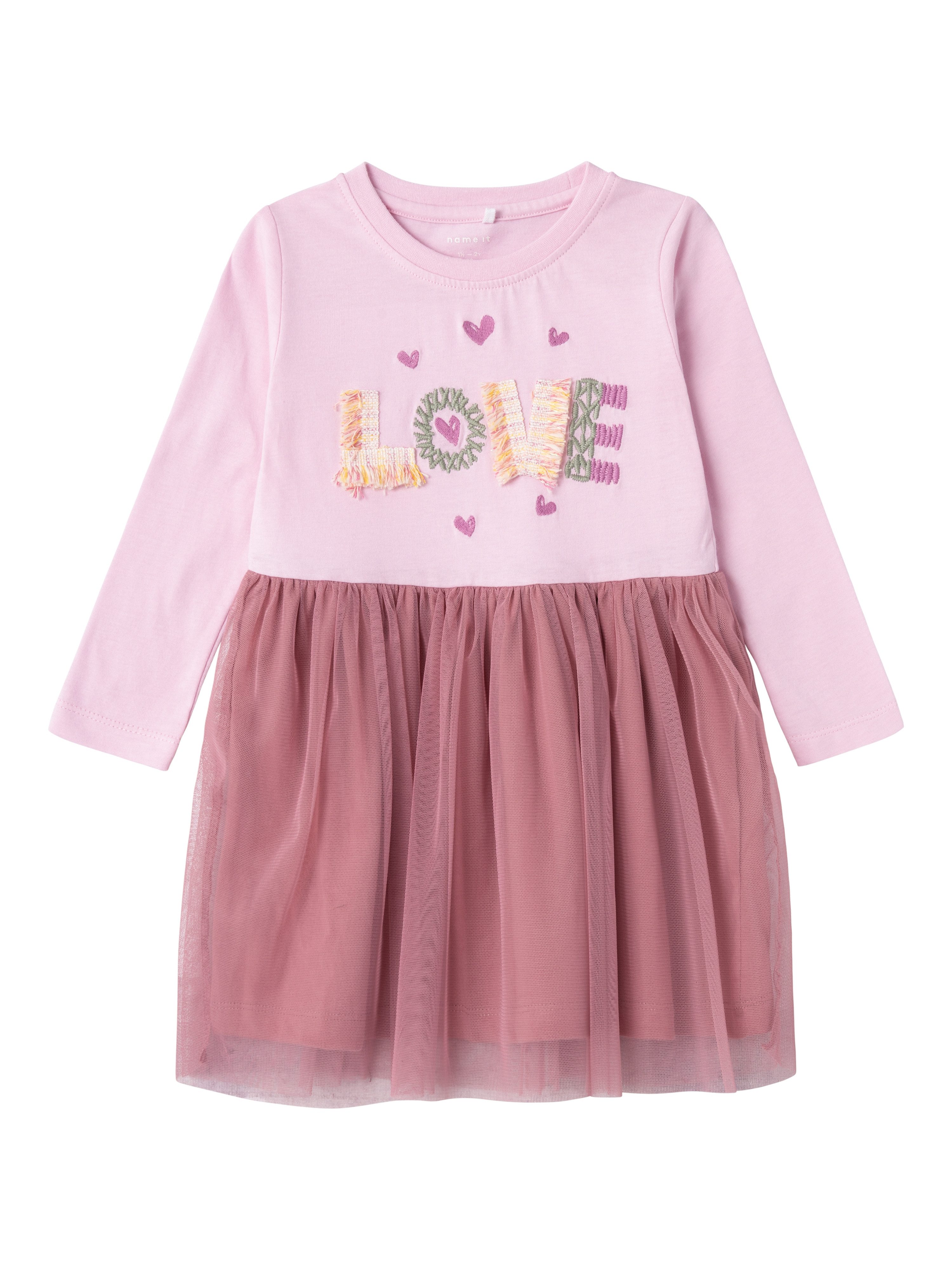 Name It Tulen jurk NMFOHFELIA LS DRESS BOX meisjes feestkleding maat 92 roze