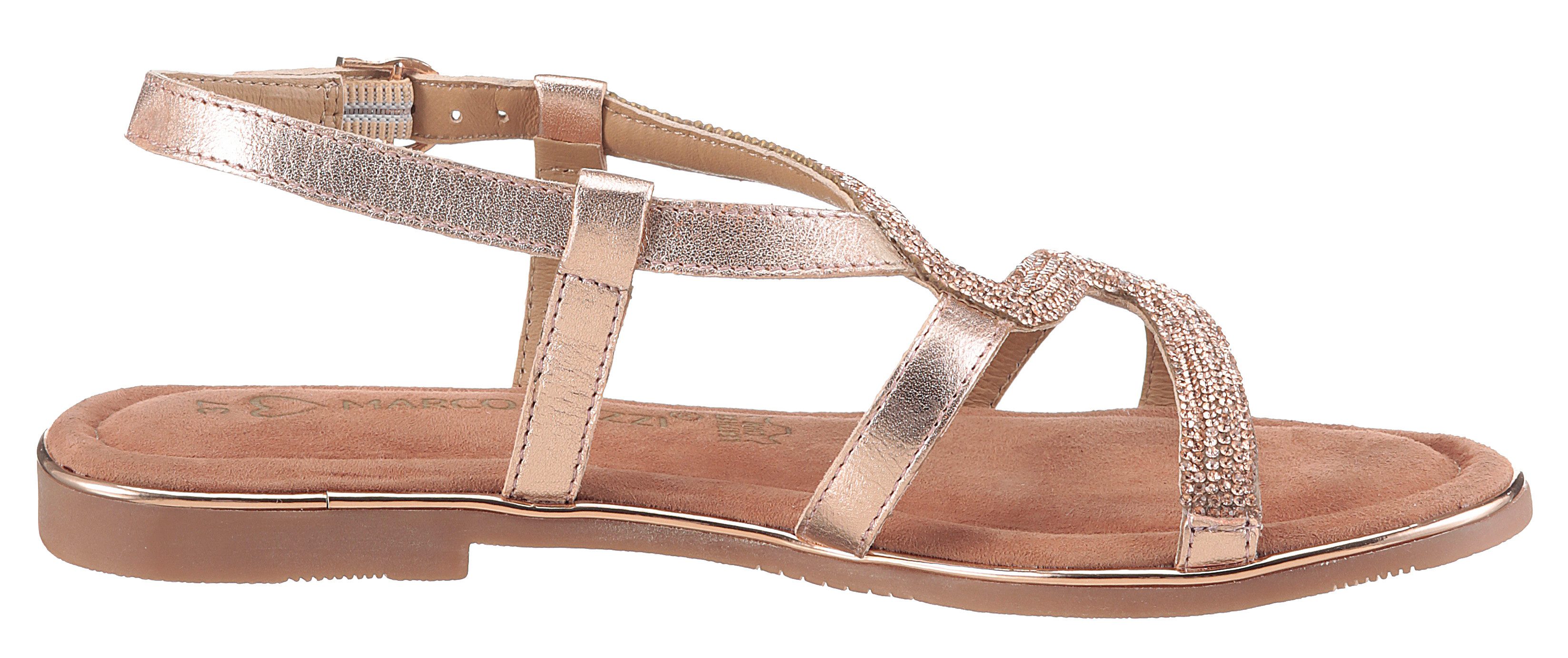 Marco Tozzi Sandalen , blokhak, sandalette, feestdagenschuh bezet met strasssteentjes