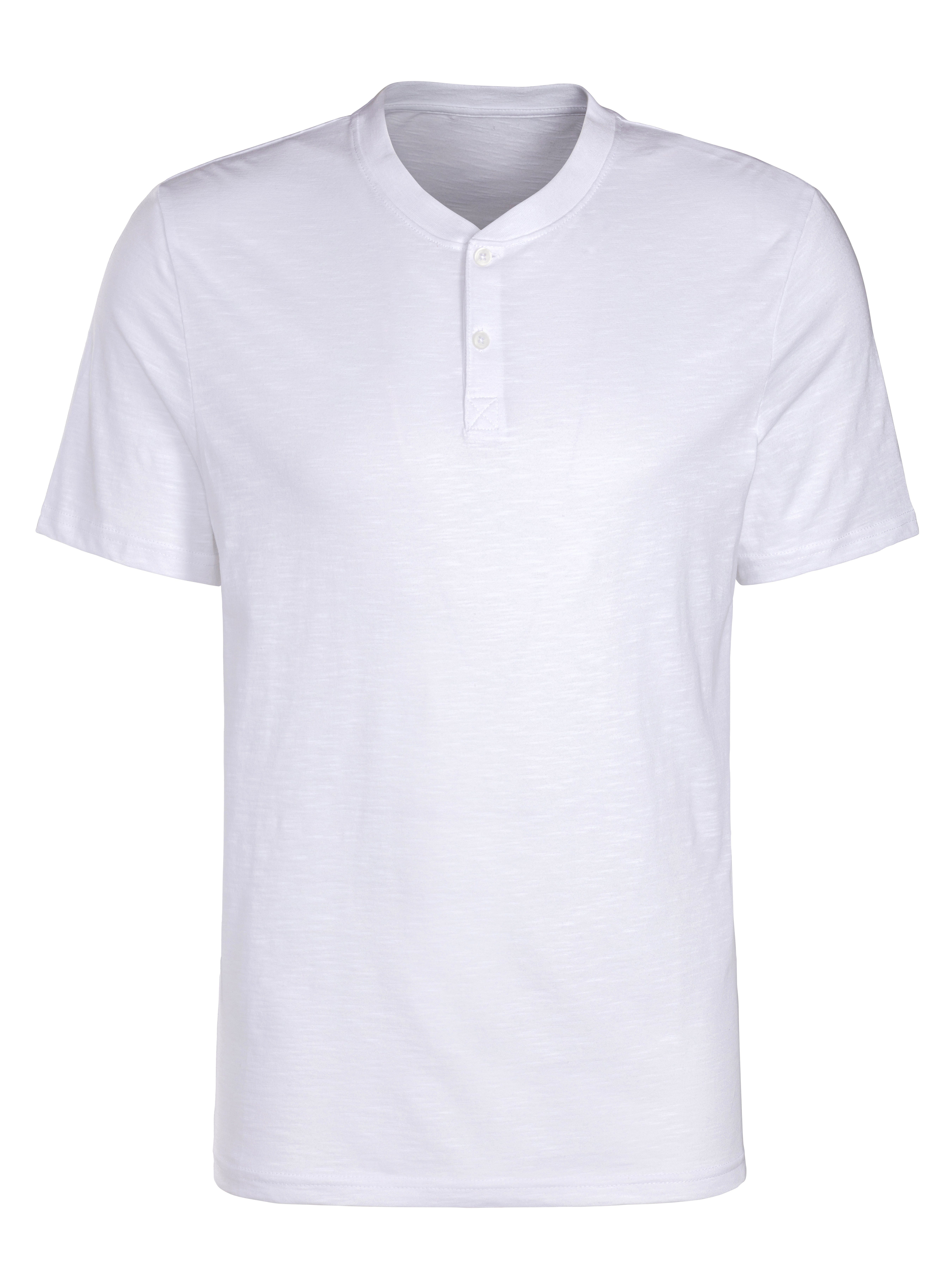 H.I.S Henleyshirt Korte mouwen shirt met Henley-kraag, gestructureerde katoen