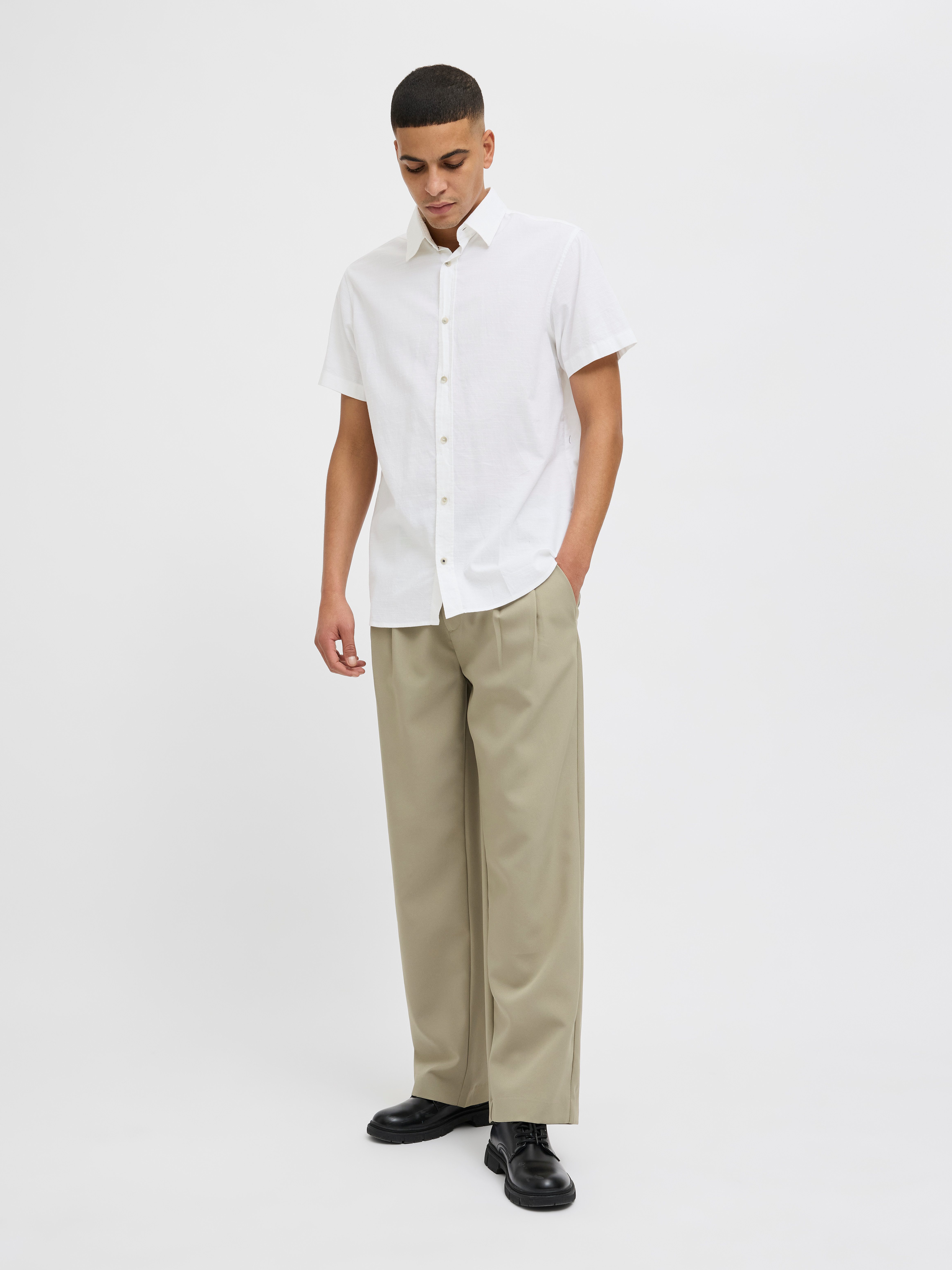 Jack & Jones Overhemd met korte mouwen JJPIERRE SLUB SHIRT SS