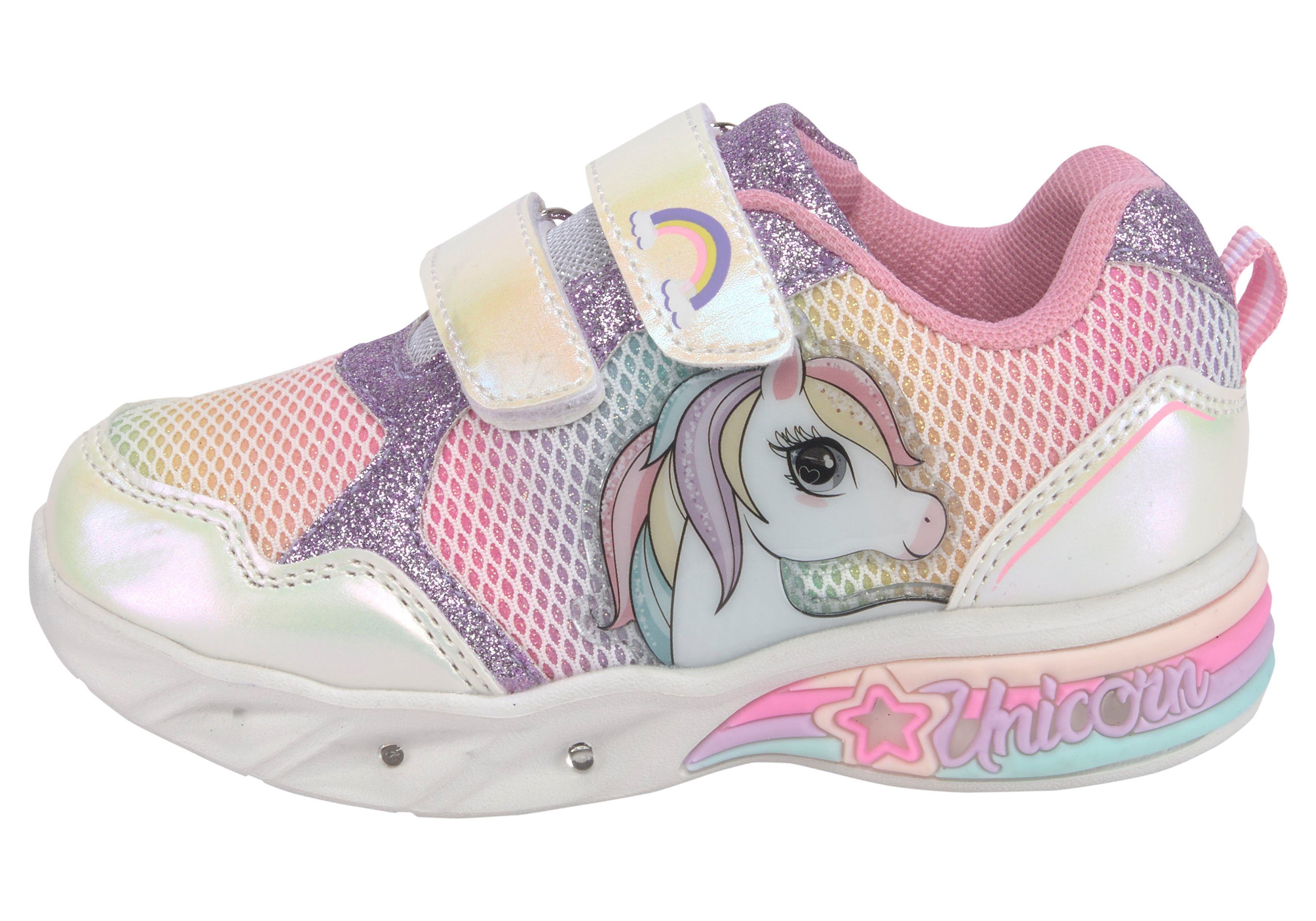 Disney Sneakers Unicorn met coole knipperfunctie en klittenbandsluitingen