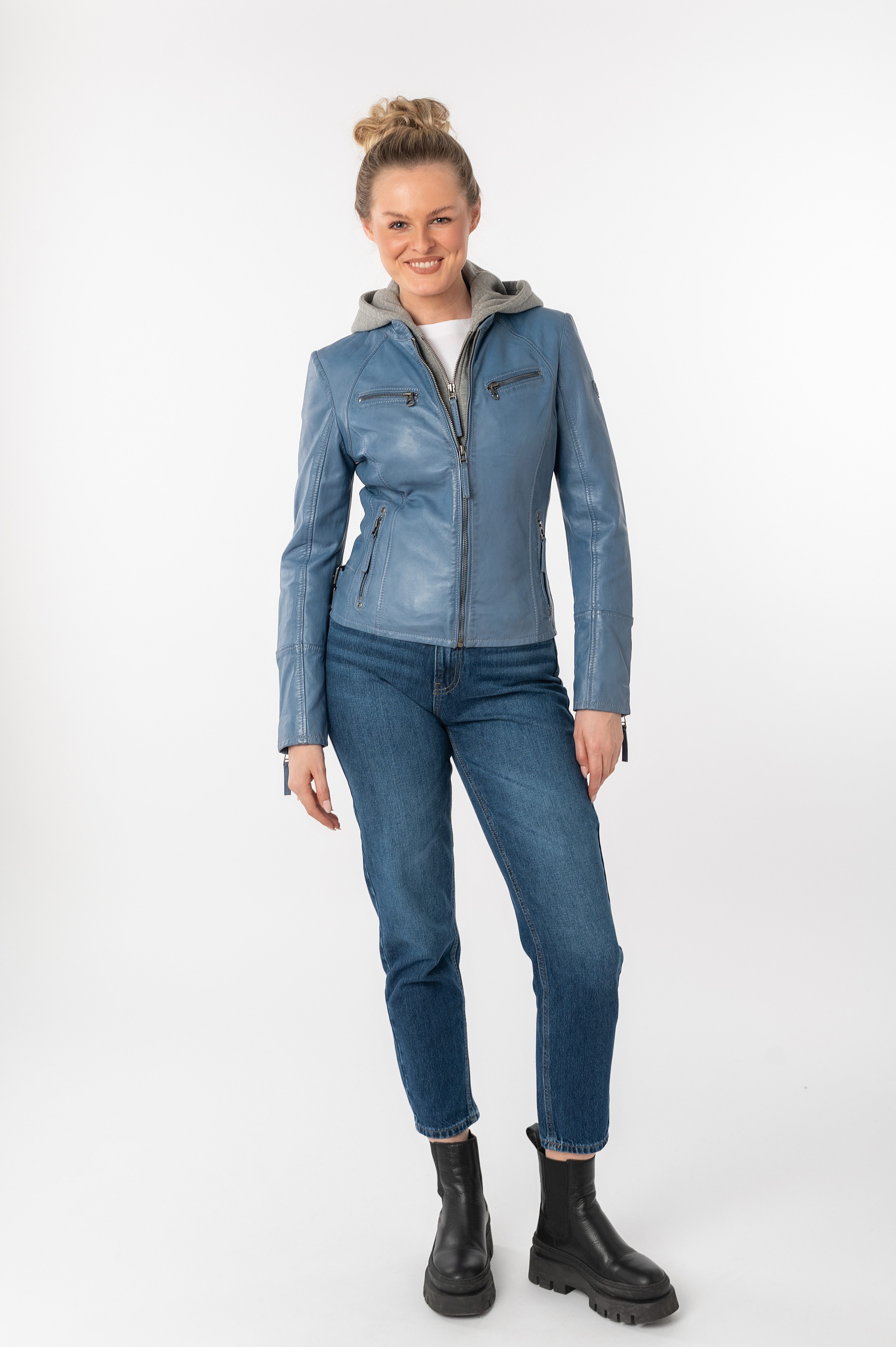 Mauritius Leren jack NOLA Two-in-one stijl - met een afneembare jerseycapuchon