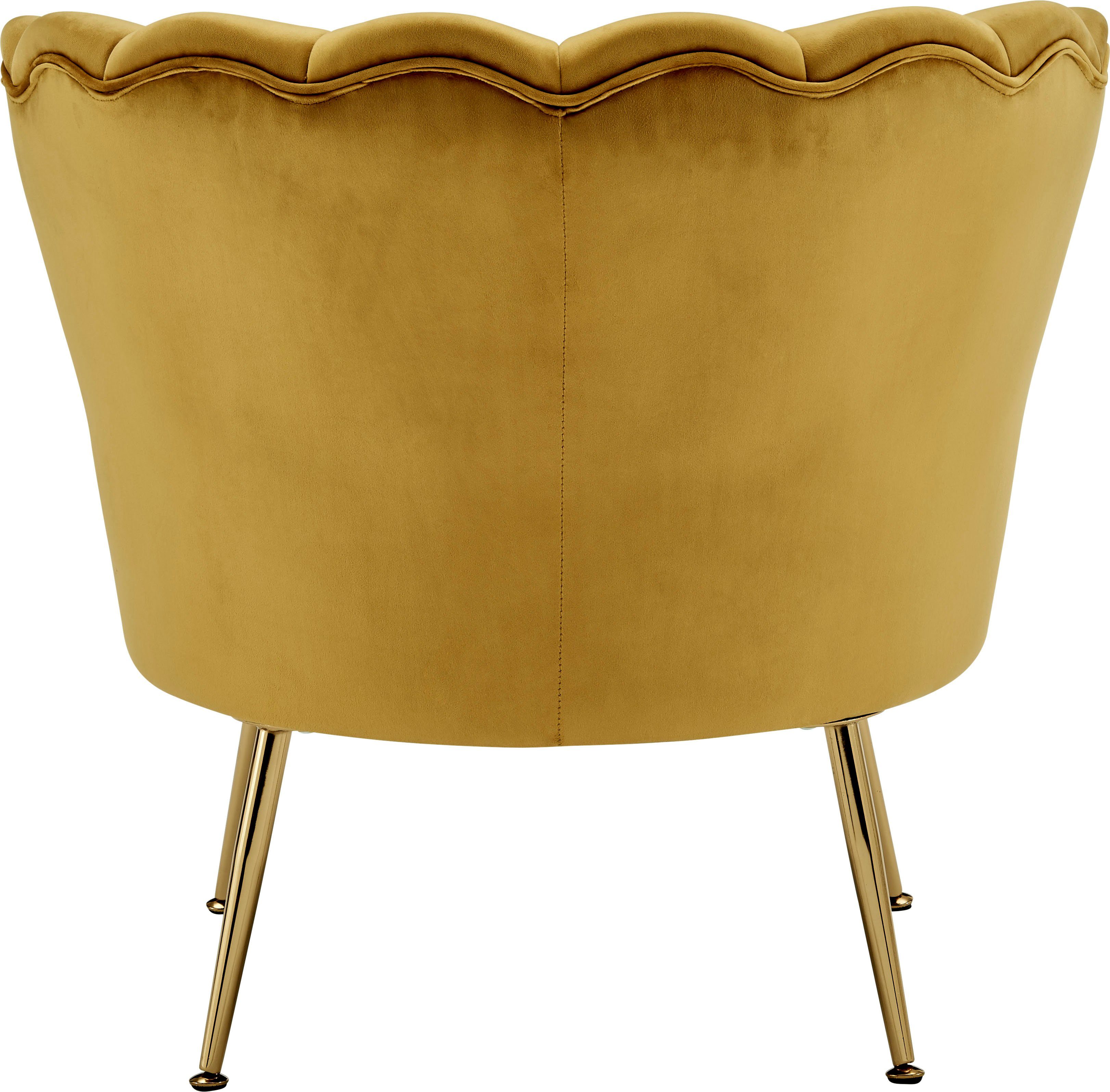 Leonique Loungestoel Kelsey met zachte fluwelen bekleding, chic metalen frame, zithoogte 43,5 cm
