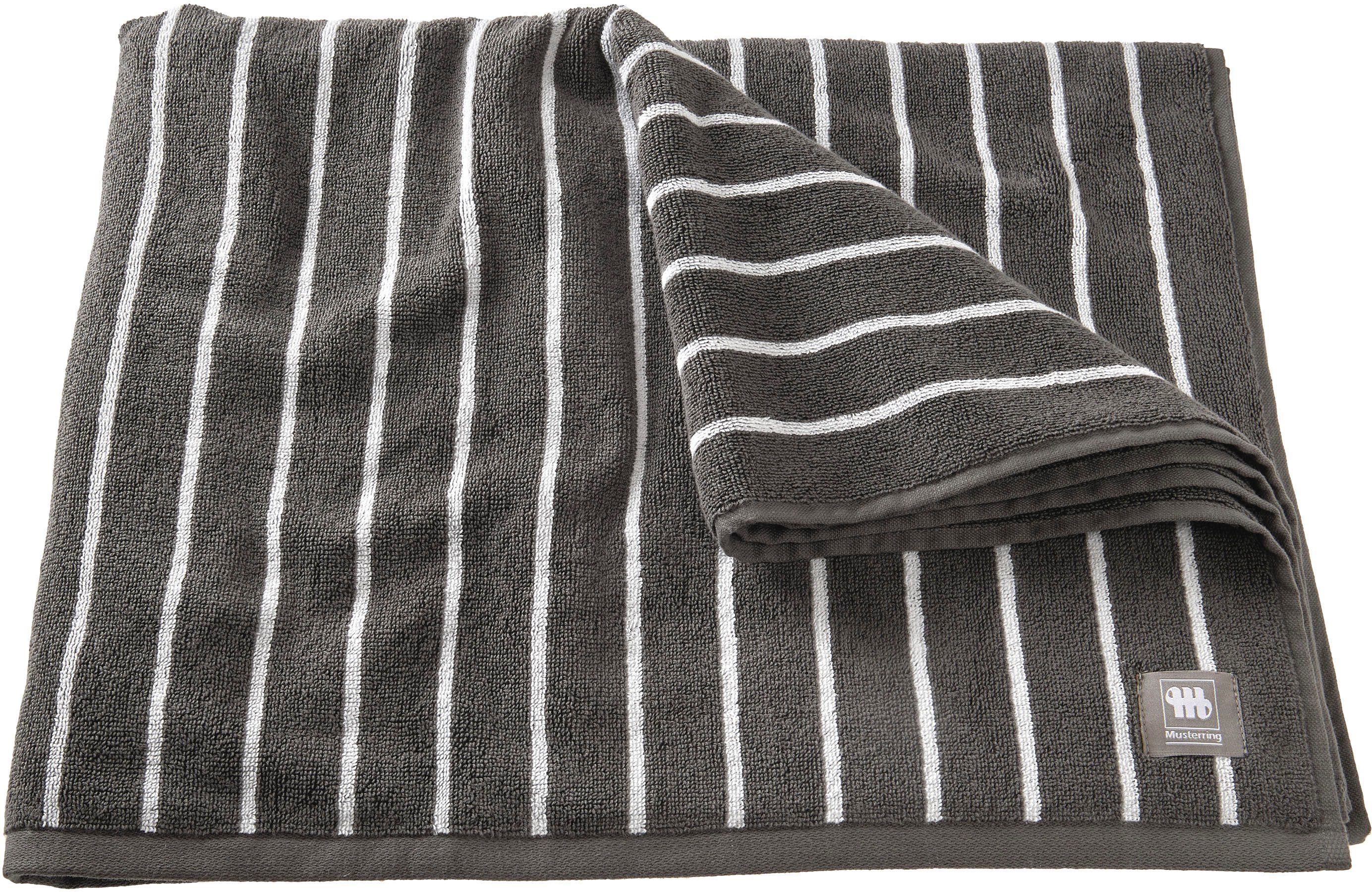 Musterring Badlaken Needlestripe huidvriendelijk, super zacht (1 stuk) handdoeken maat 100 cm x 150 cm grijs