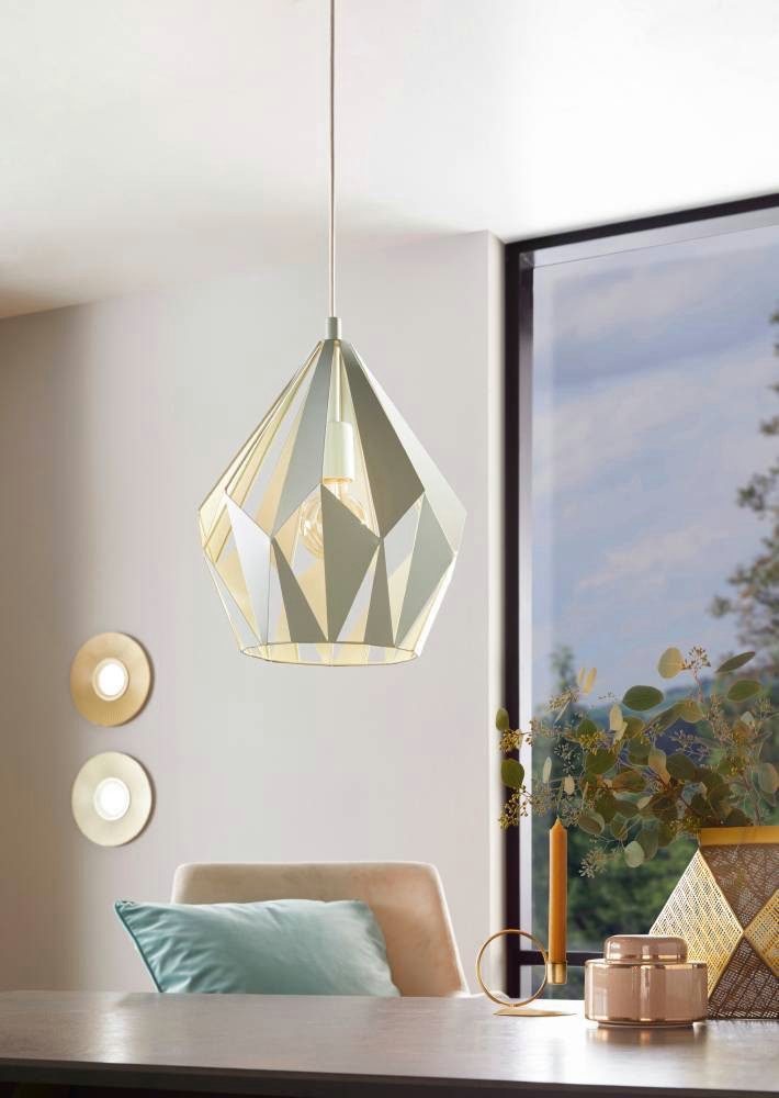 EGLO Hanglamp CARLTON-P Vintage hanglamp, metaal, pastel lichtgroen, Ø 31 cm (1 stuk)