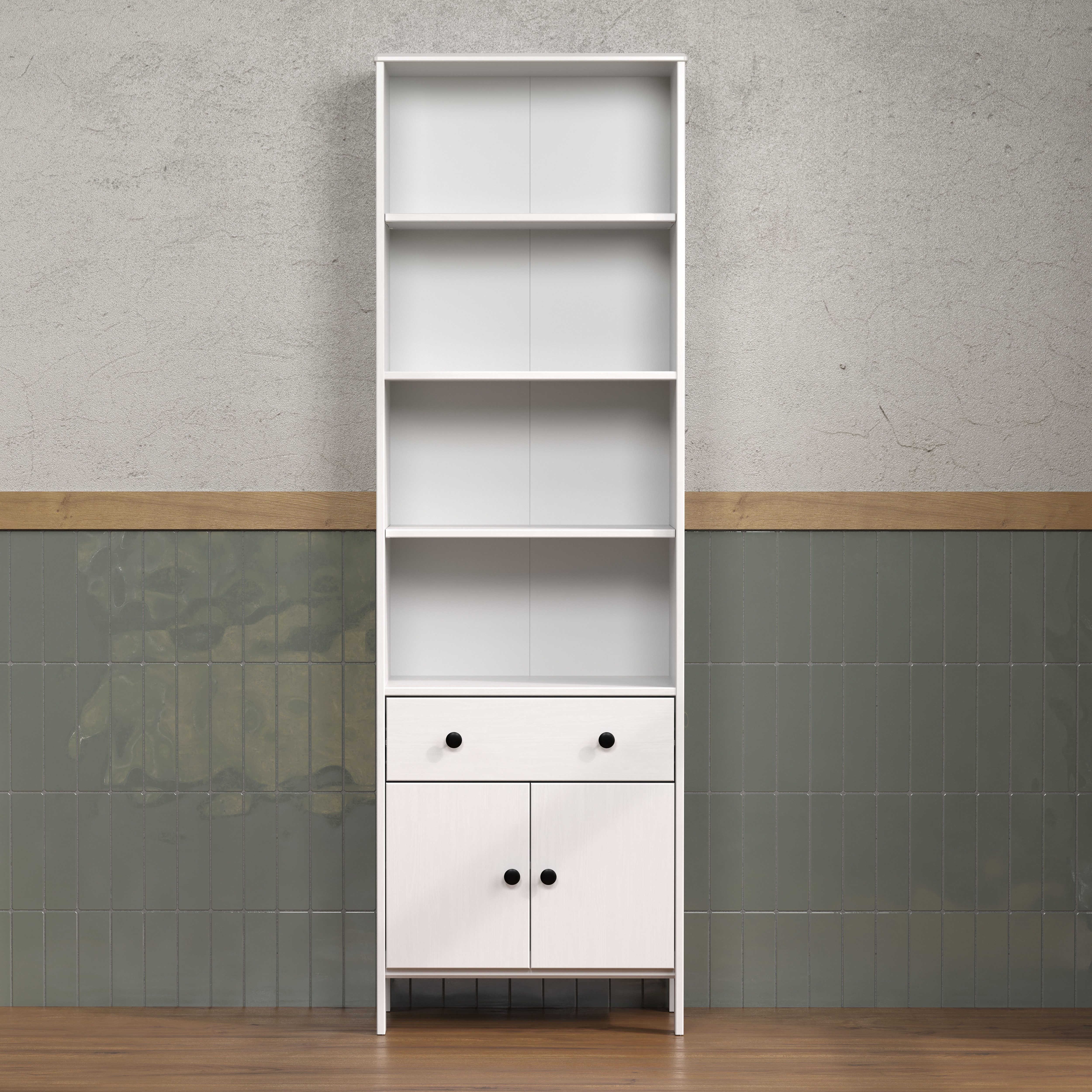 welltime Hoge kast Kall Badkamerkast van massief grenenhout - afmetingen (B/D/H) 60/33/188 cm (1 stuk)