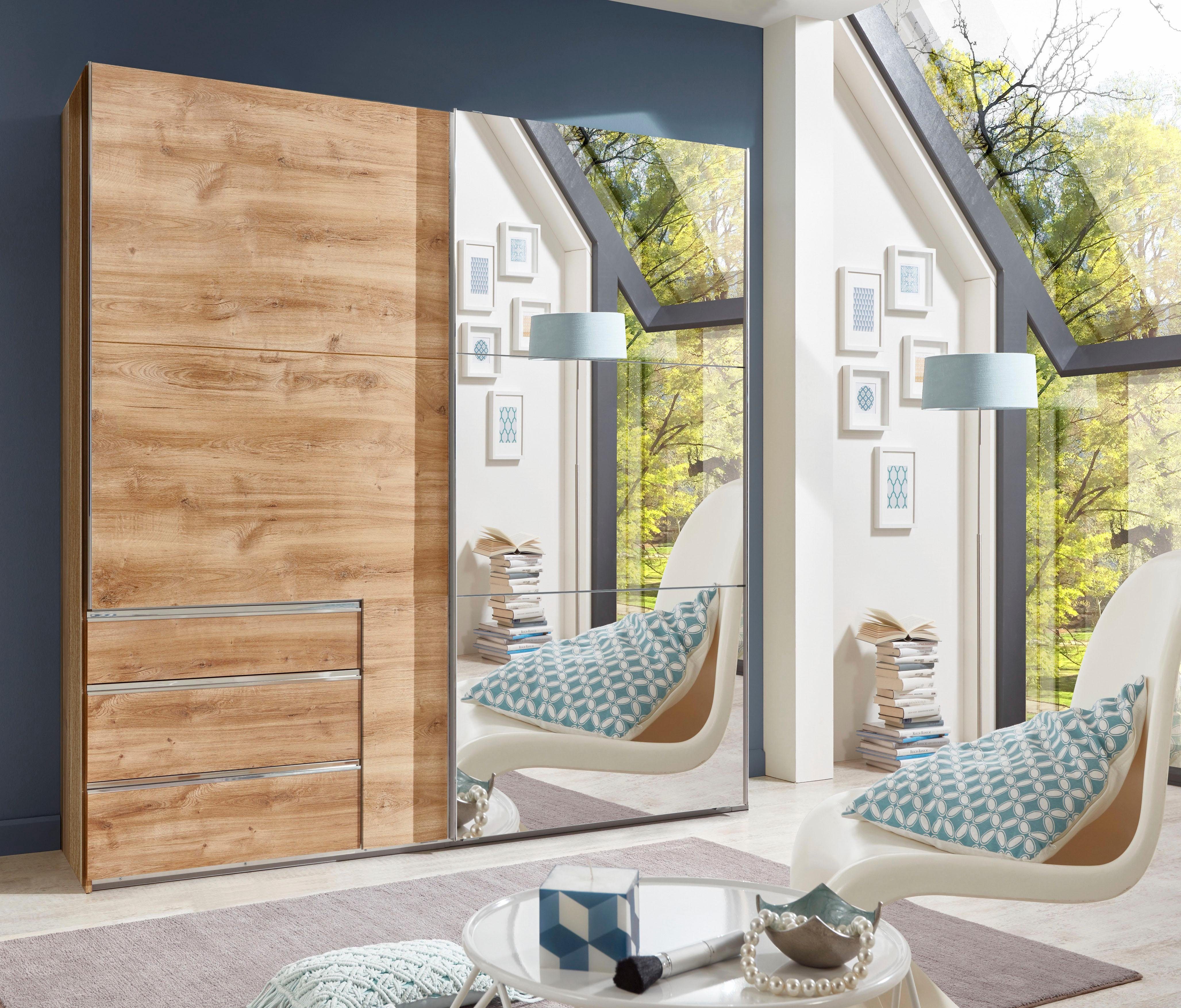 Wimex Zweefdeurkast Level by fresh to go telkens met een spiegeldeur zweefdeurkasten maat 250 cm x 236 cm x 65 cm beige
