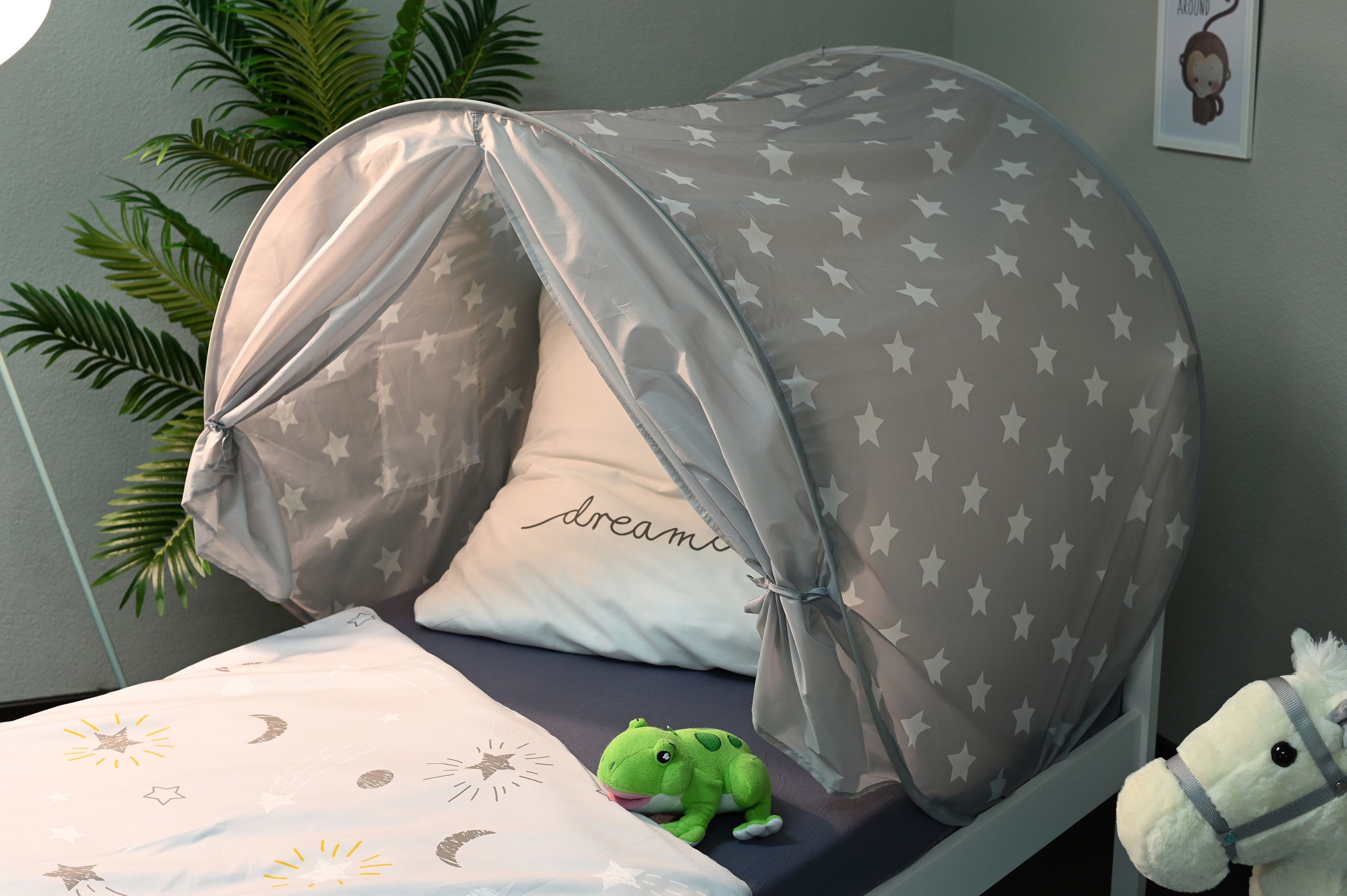 Knorrtoys® Bedtunnel Bedtent, Grey White Stars