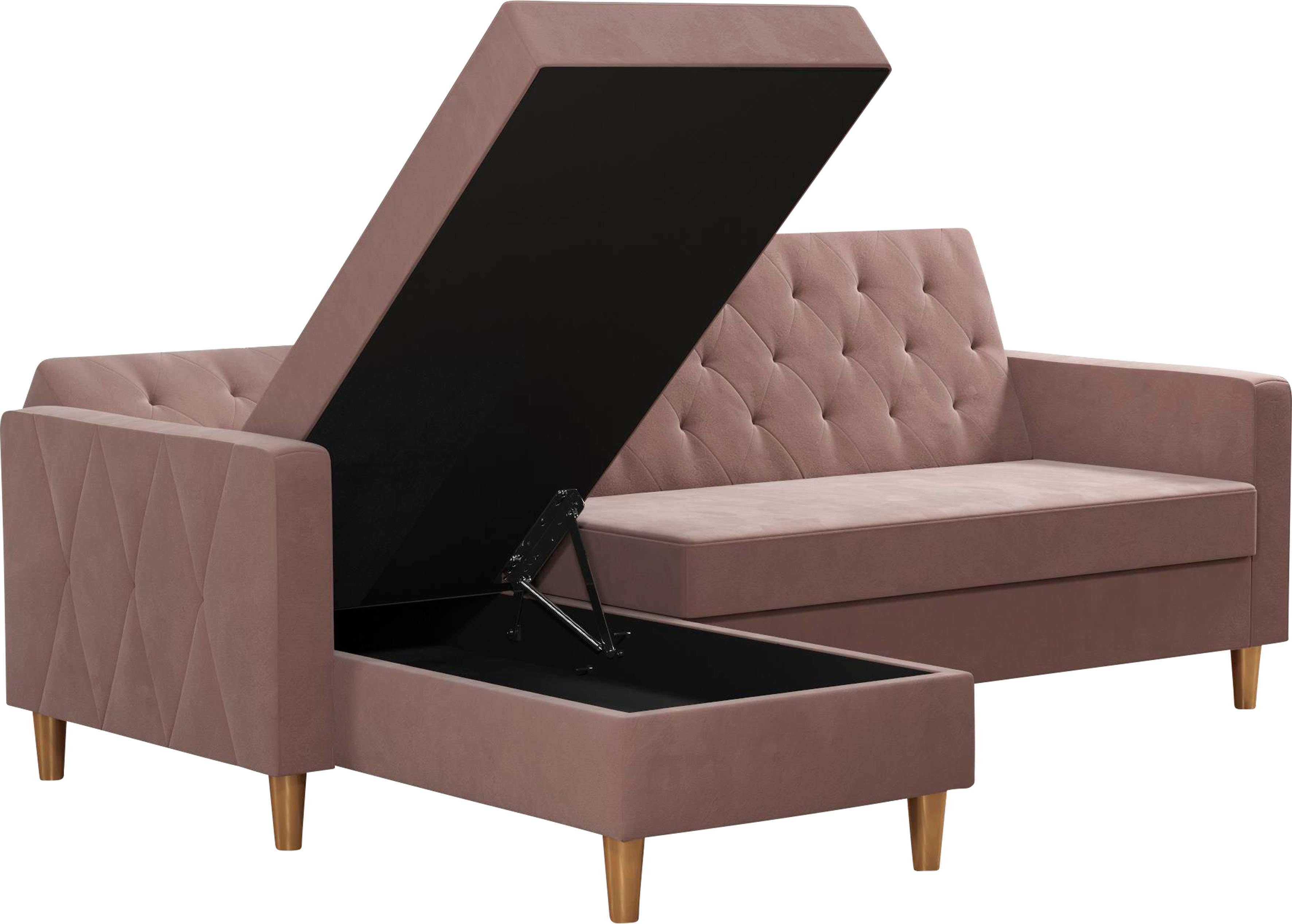 CosmoLiving by Cosmopolitan Hoekbank Liberty, L-vorm met slaapfunctie, récamier aan beide kanten te monteren, zithoogte 43 cm