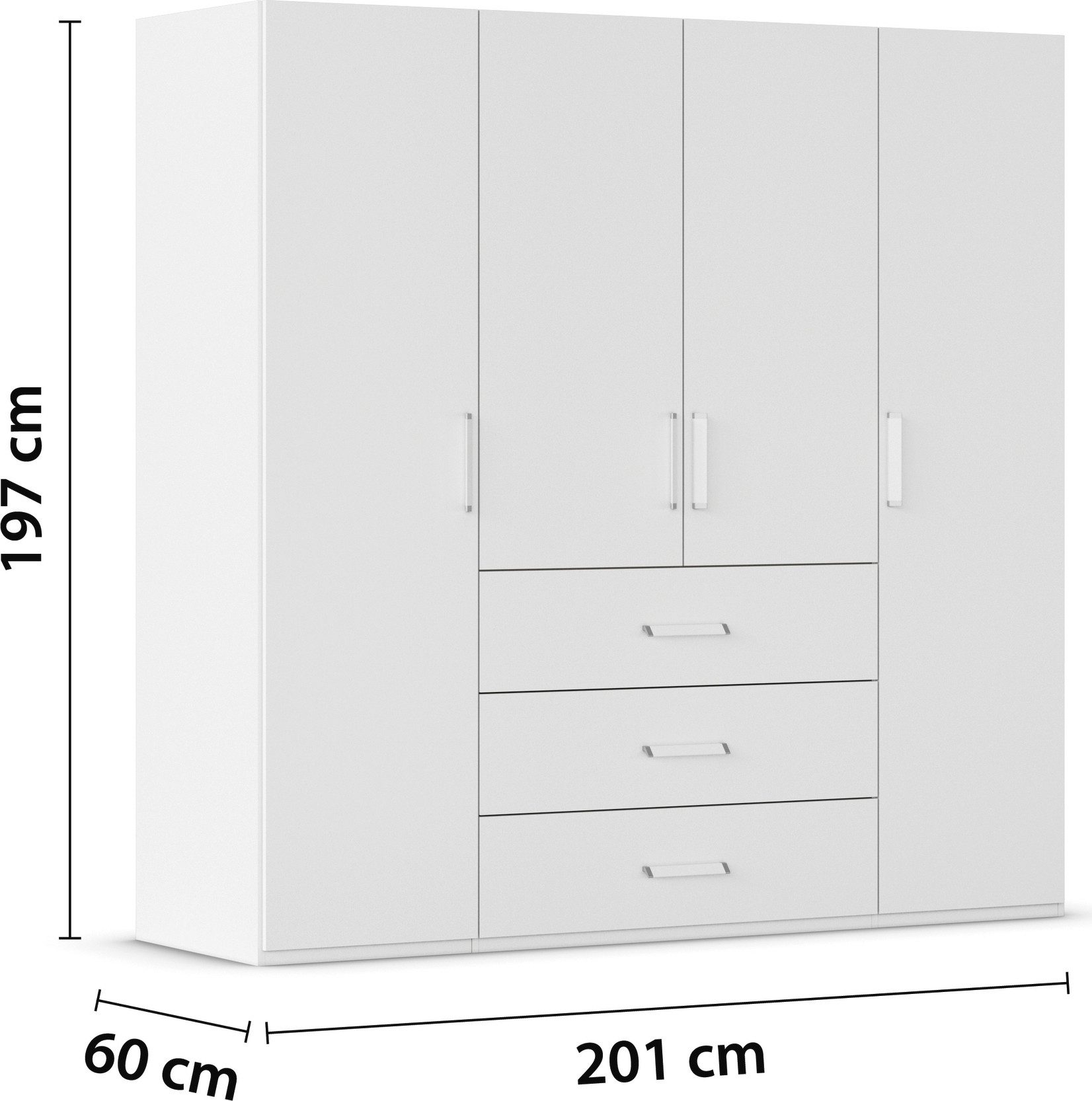 rauch Draaideurkast Kledingkast Kast Garderobe Slaapkamerkast EVELYN in elegante stijl met lades 3 breedtes en 2 hoogtes made in germany