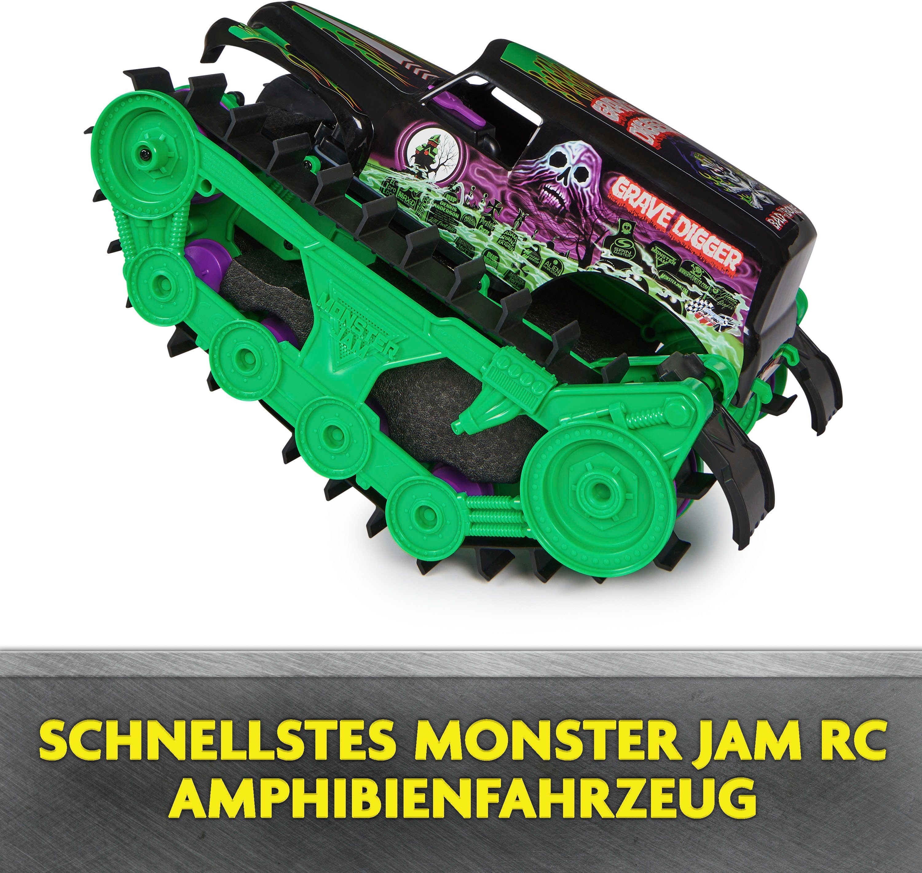 Spin Master Rc-monstertruck Monster Jam - Grave Digger Trax All-terrain, terreinvaardig op de oever en in het water