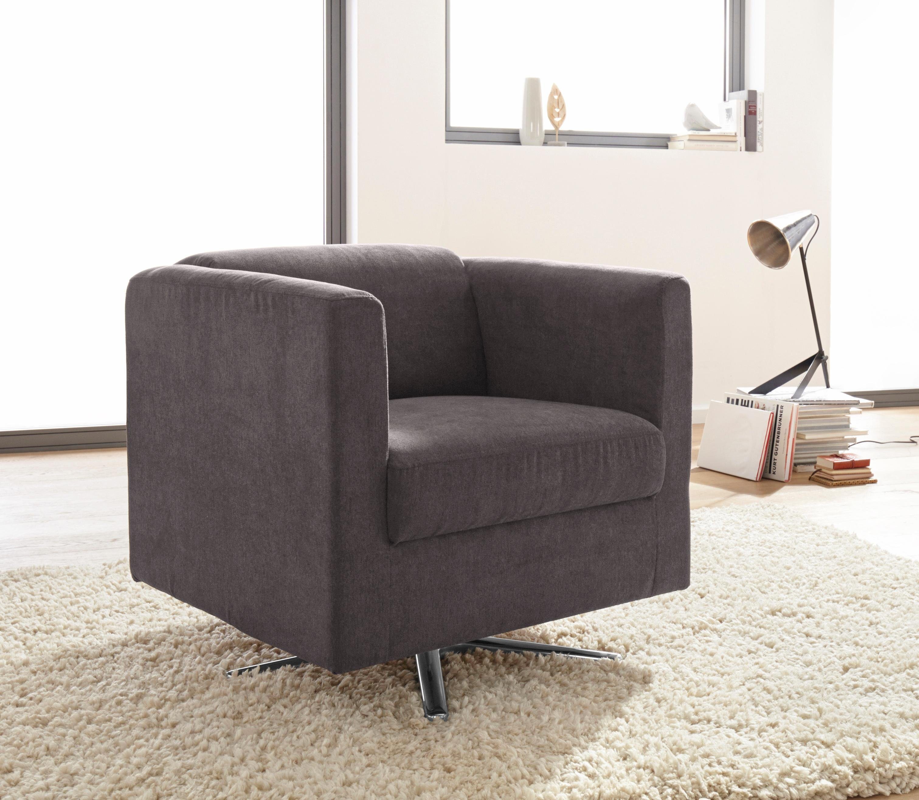 INOSIGN Fauteuil Bob draaistoel draaibaar met kruisvoet (set) fauteuils maat Luxe-microvezel zacht bruin
